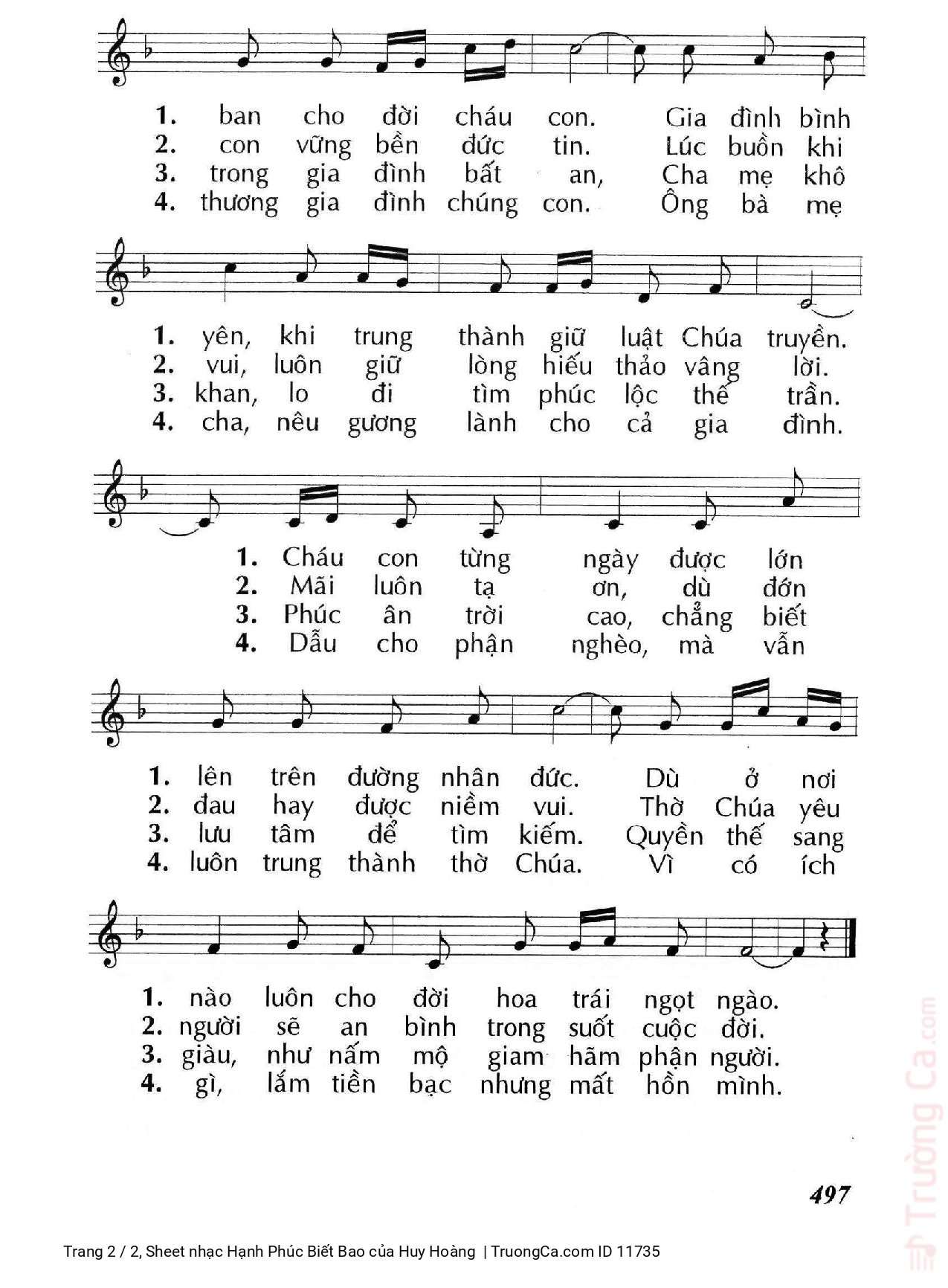 Page 2 of Sheet music PDF Hạnh Phúc Biết Bao - Huy Hoàng