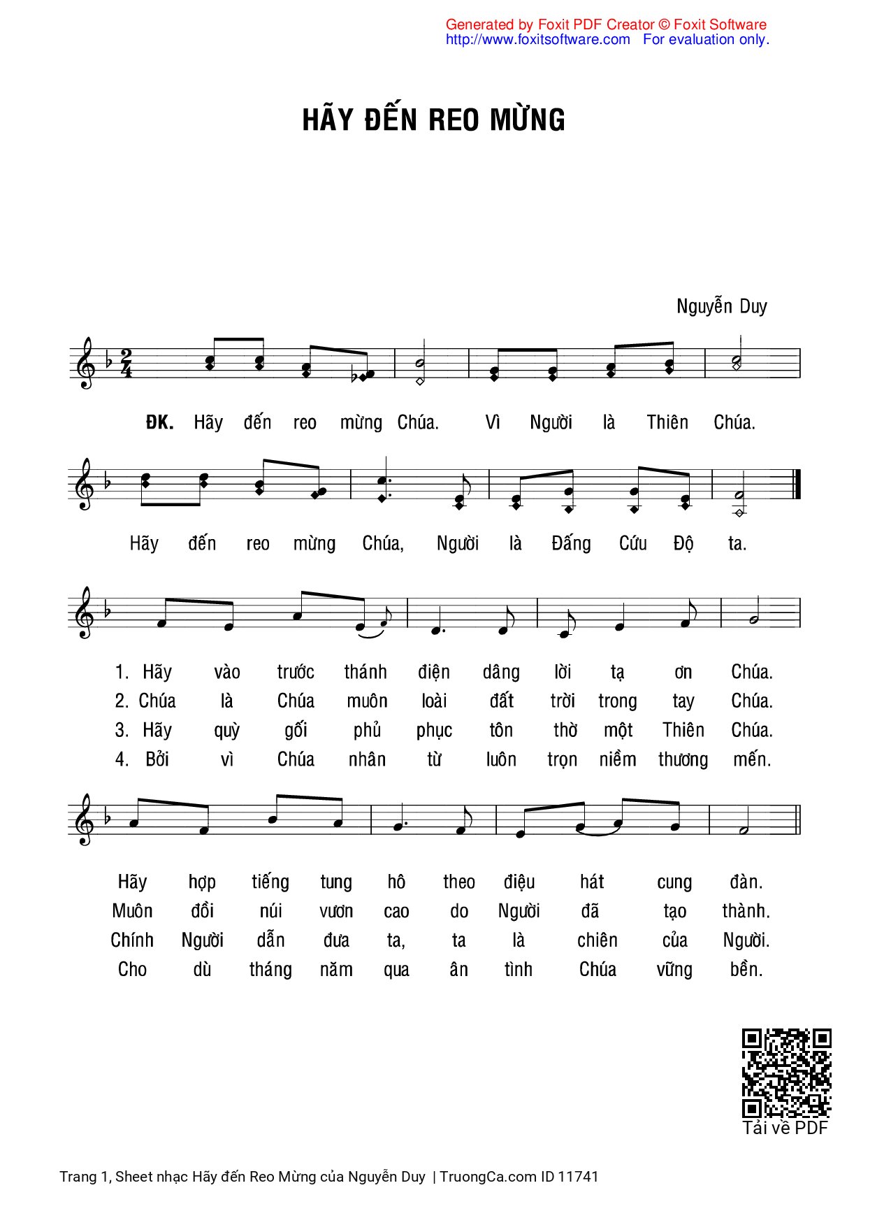 Sheet PDF of Hãy đến Reo Mừng