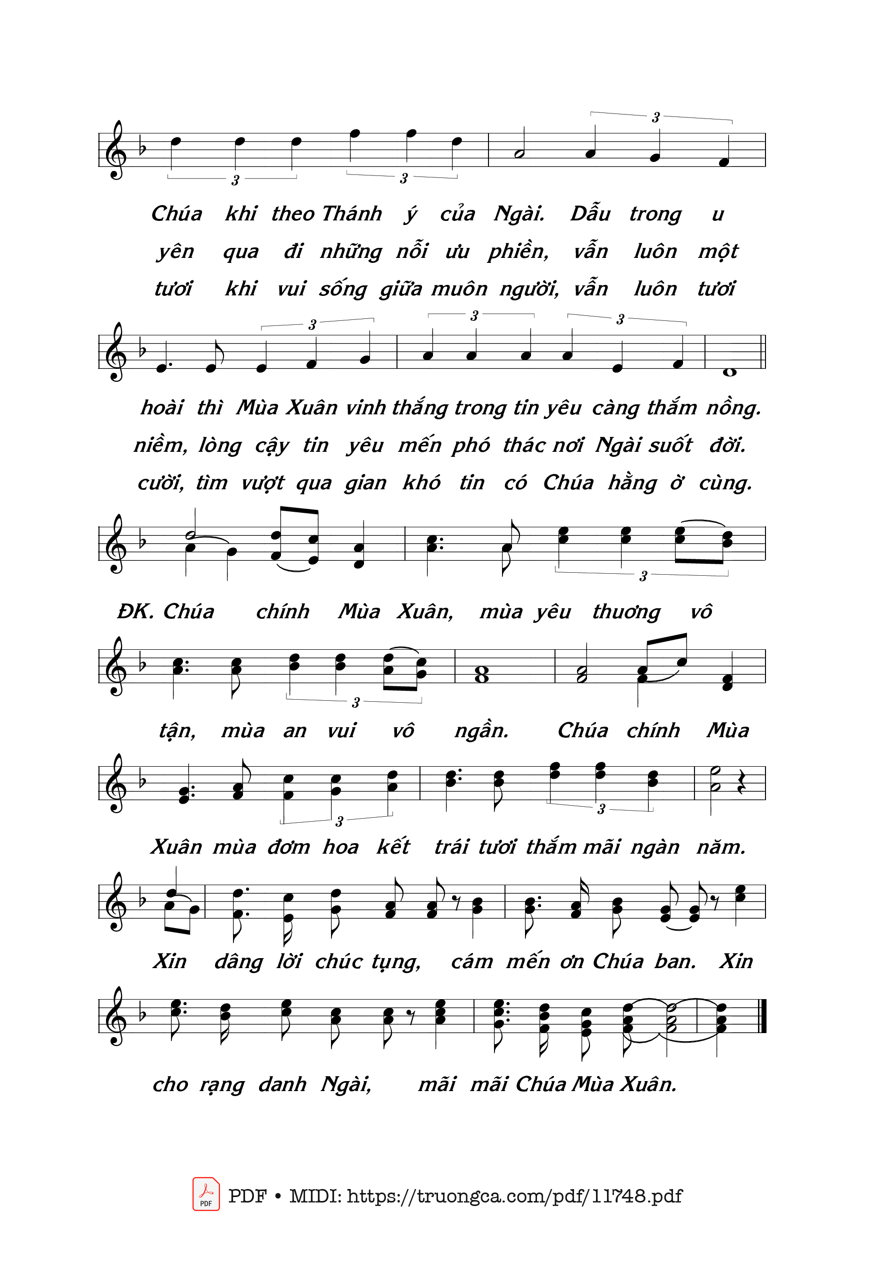 Page 2 of Sheet music PDF Chúa Mùa Xuân - Thái Nguyên