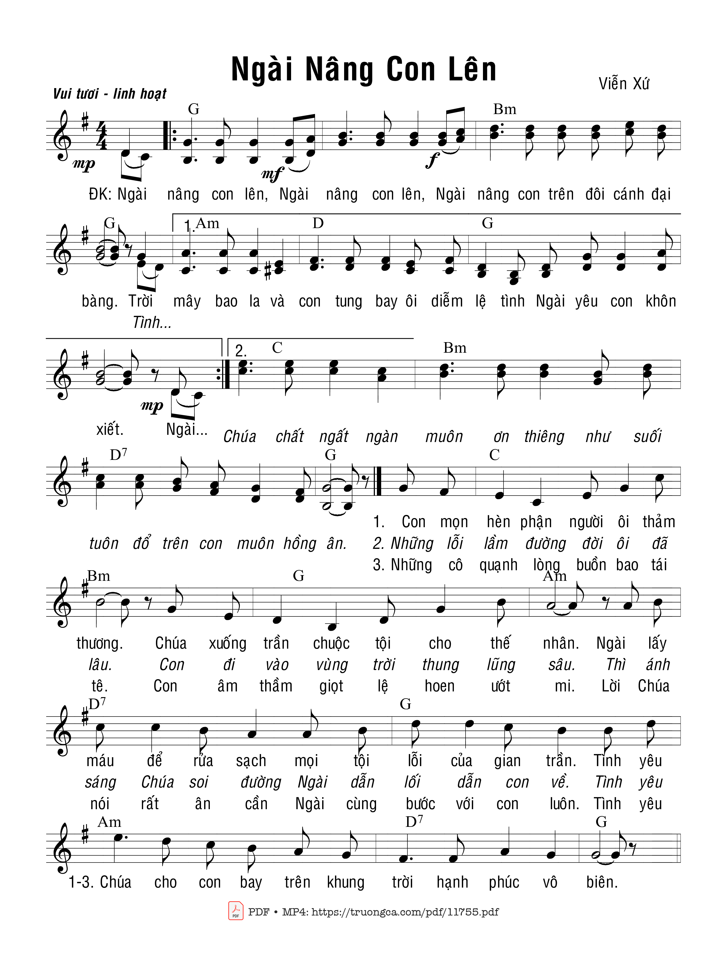 Page 1 of Sheet music PDF Ngài Nâng Con Lên - Viễn Xứ