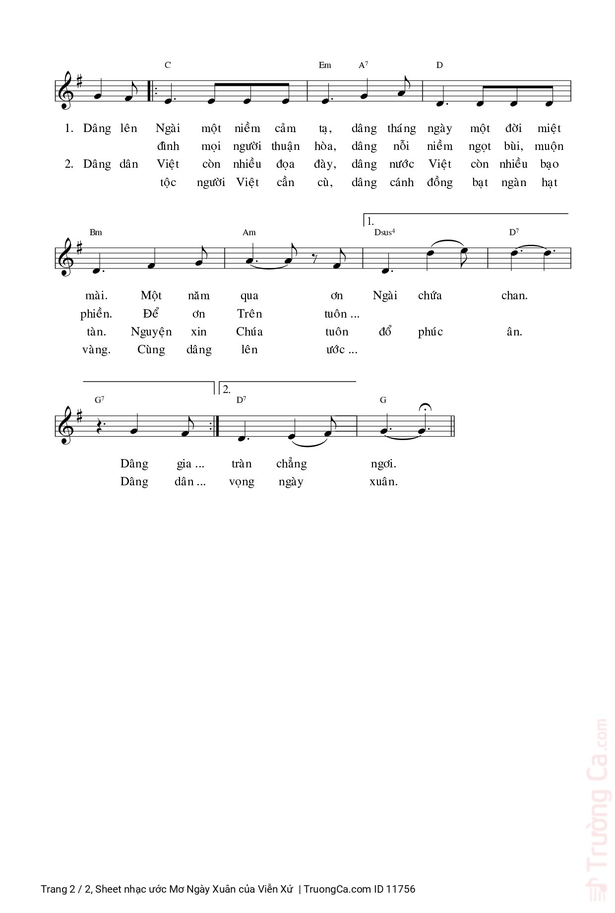 Page 2 of Sheet music PDF ước Mơ Ngày Xuân - Viễn Xứ