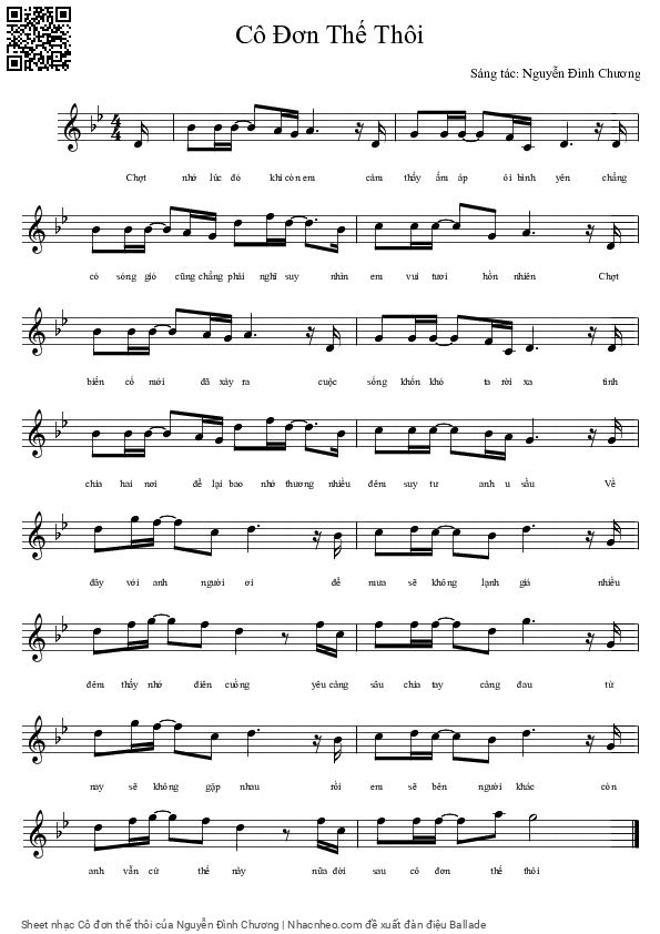Page 1 of Sheet music PDF Cô đơn thế thôi - Nguyễn Đình Chương