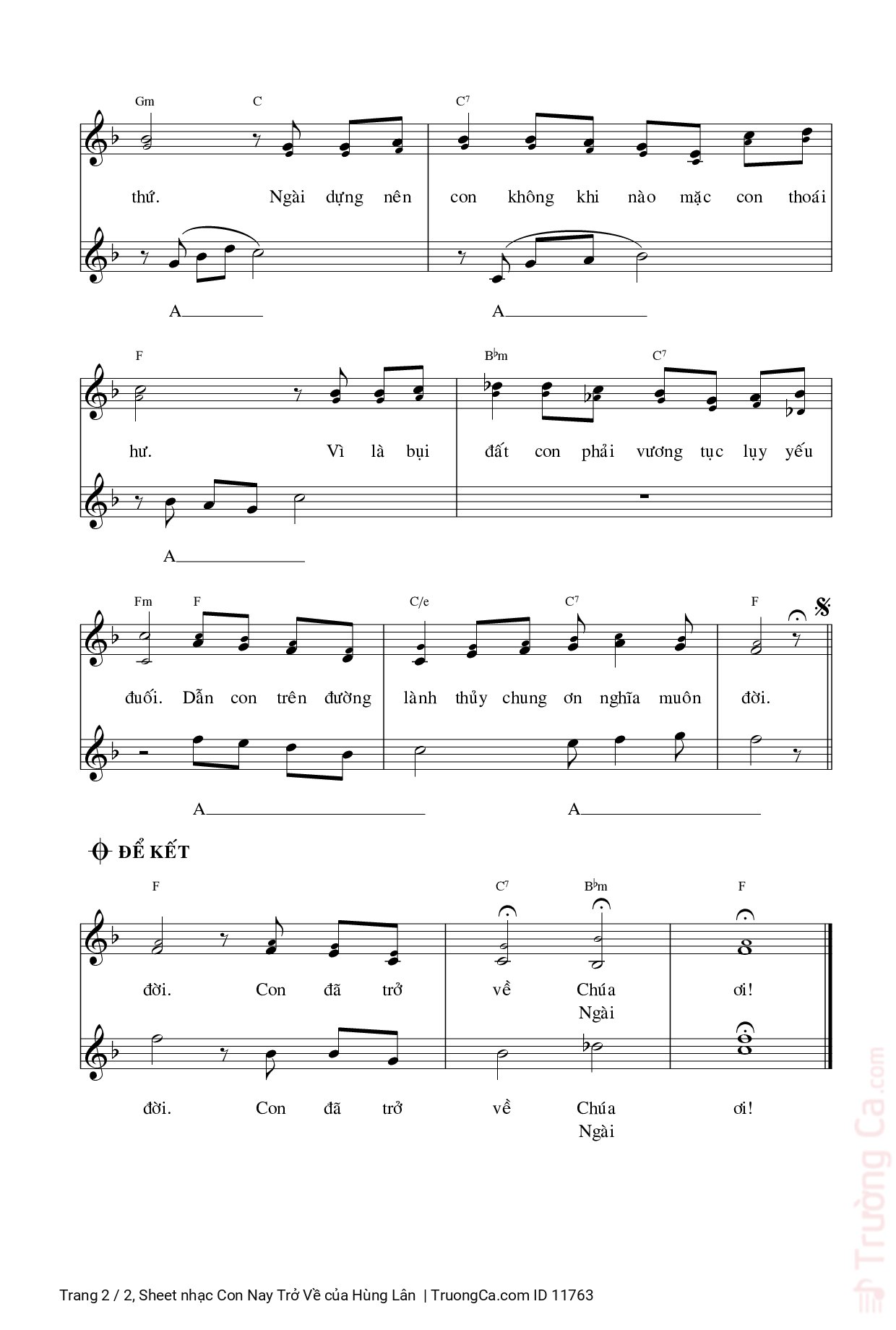 Page 2 of Sheet music PDF Con Nay Trở Về - Hùng Lân