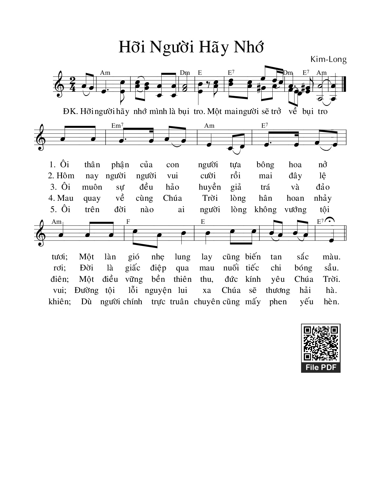 Sheet PDF of Hỡi Người Hãy Nhớ