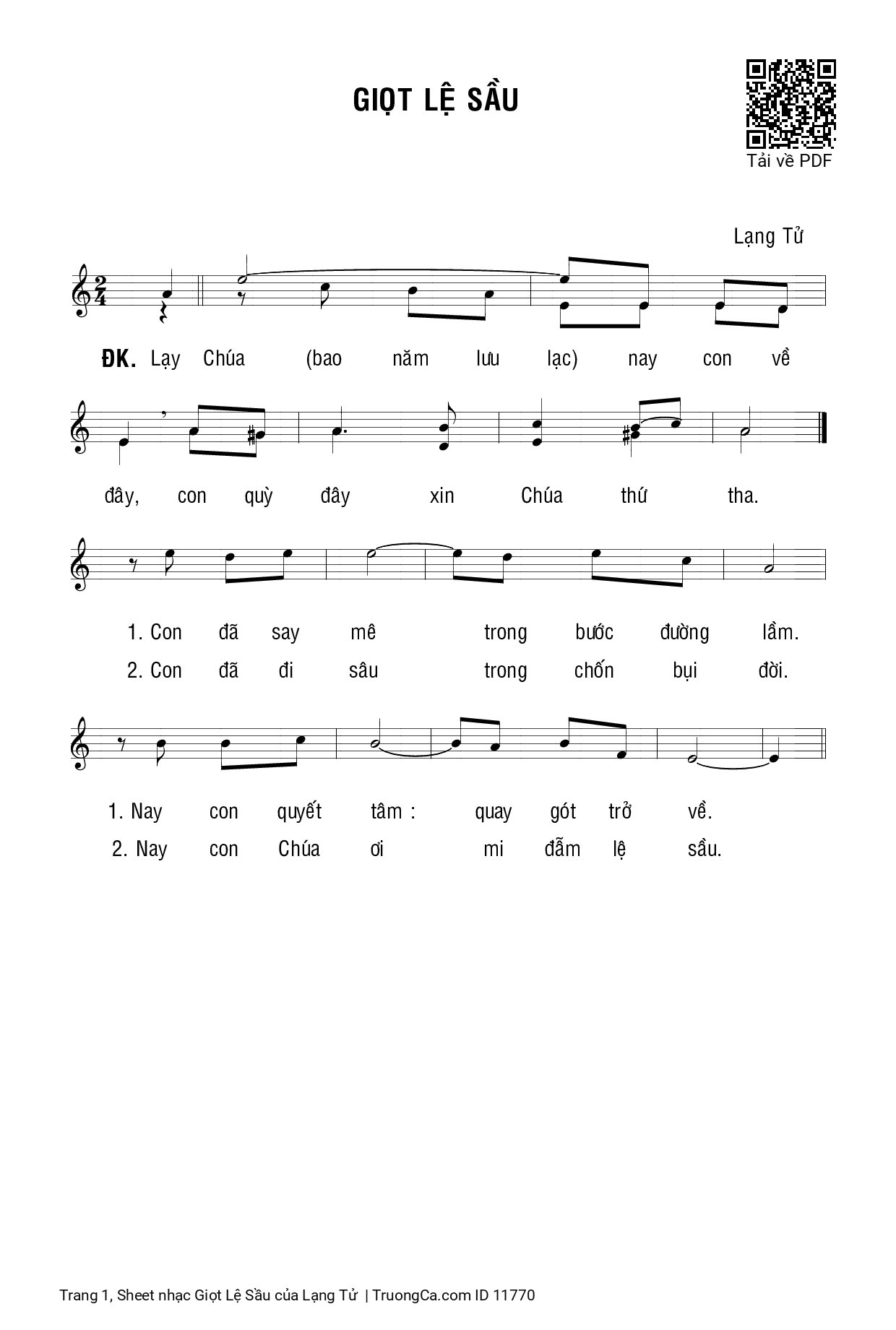 Sheet PDF of Giọt Lệ Sầu