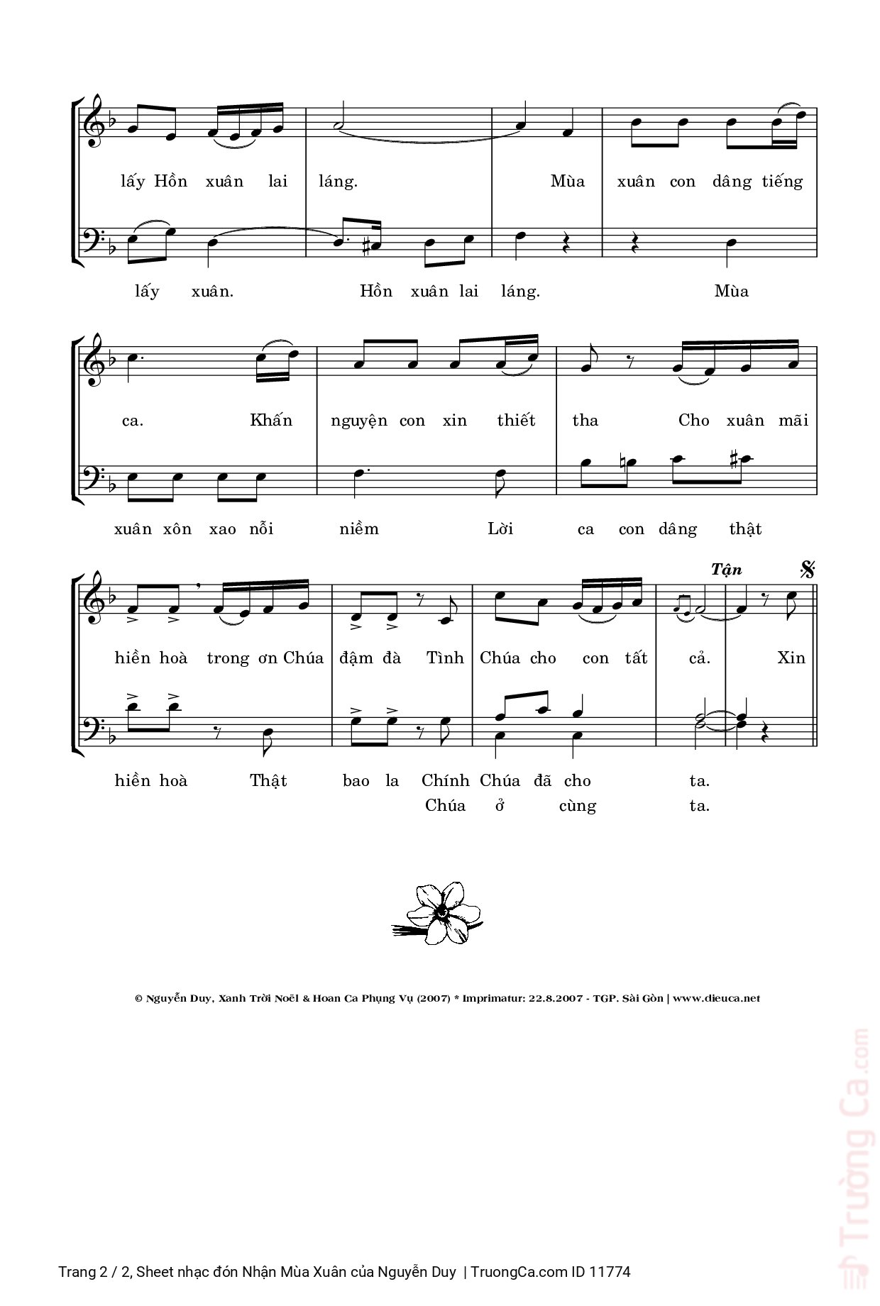 Page 2 of Sheet music PDF đón Nhận Mùa Xuân - Nguyễn Duy