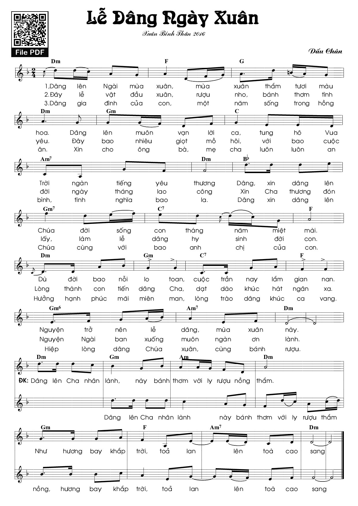 Sheet PDF of Lễ Dâng Ngày Xuân