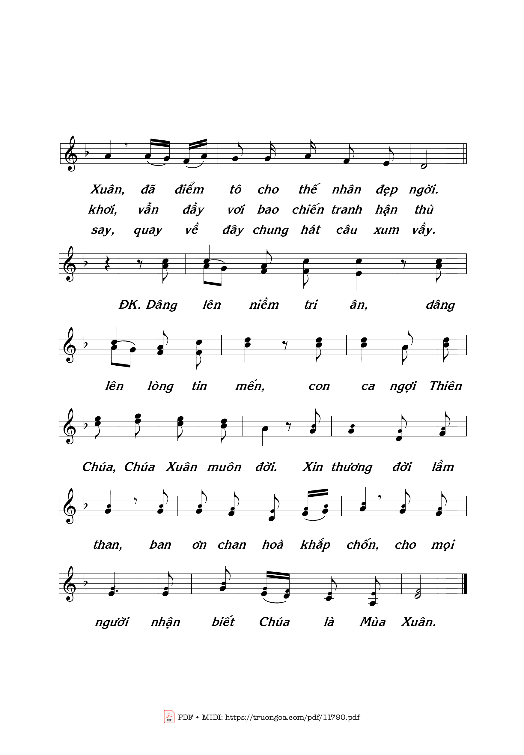 Page 2 of Sheet music PDF Xuân Hồng ân - Thái Nguyên