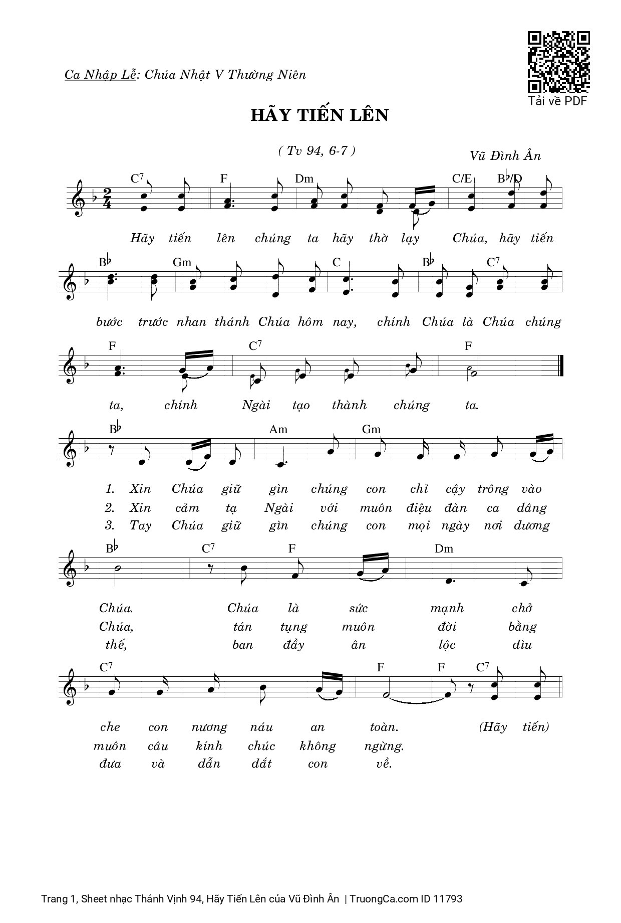 Sheet PDF of Thánh Vịnh 94, Hãy Tiến Lên