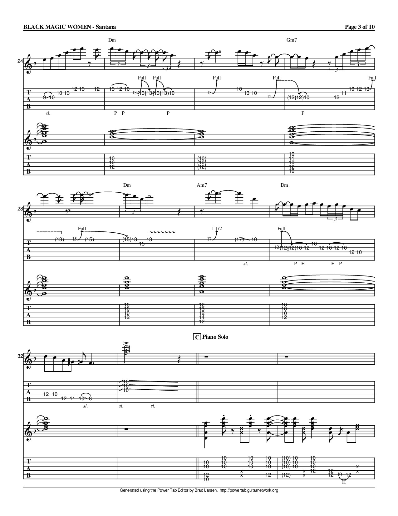 Page 3 of Sheet music PDF Cô gái ma quái (Black magic woman) Guitar TAB - Peter Green