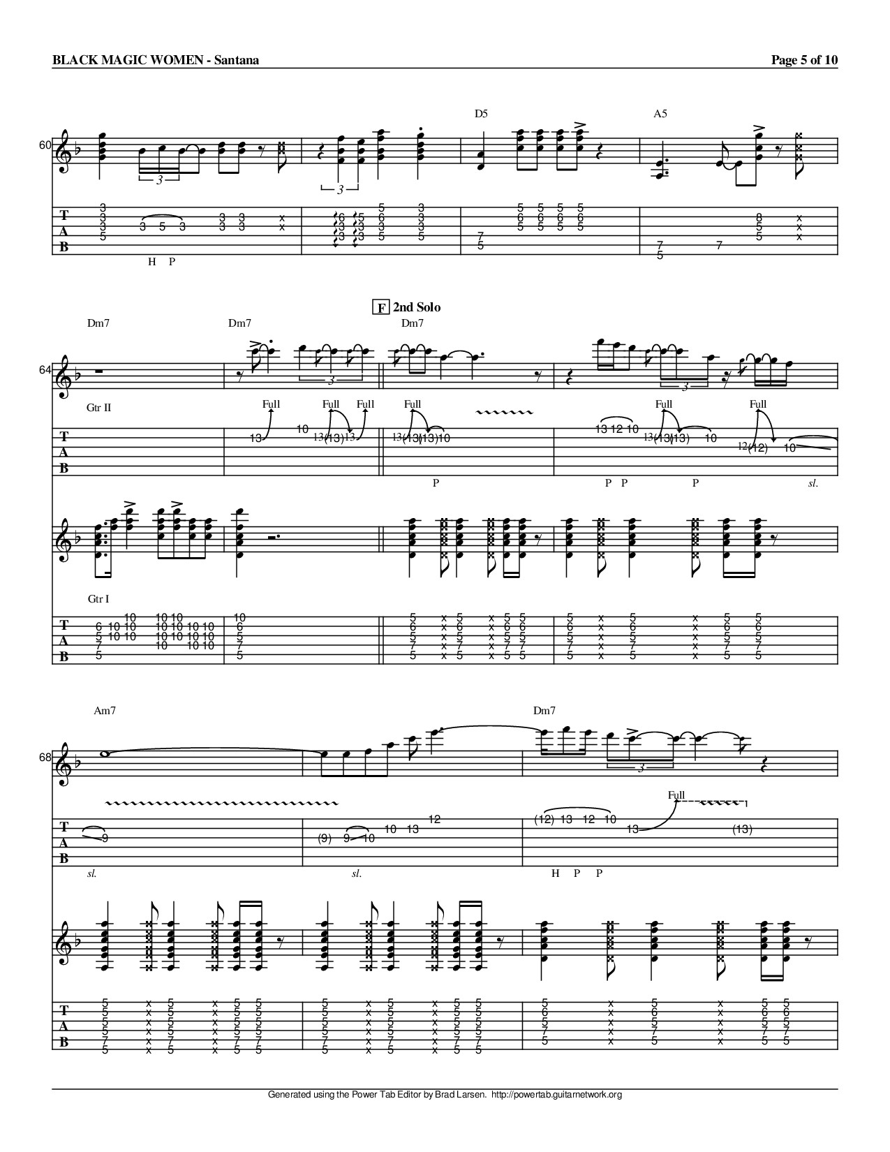 Page 5 of Sheet music PDF Cô gái ma quái (Black magic woman) Guitar TAB - Peter Green