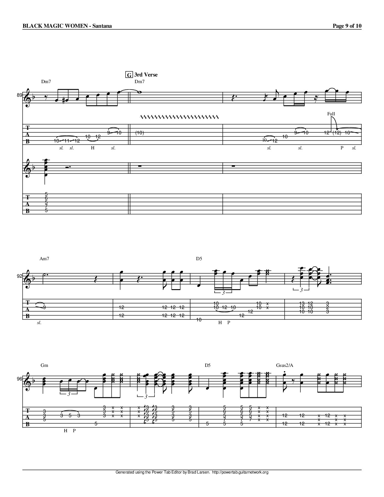 Page 9 of Sheet music PDF Cô gái ma quái (Black magic woman) Guitar TAB - Peter Green