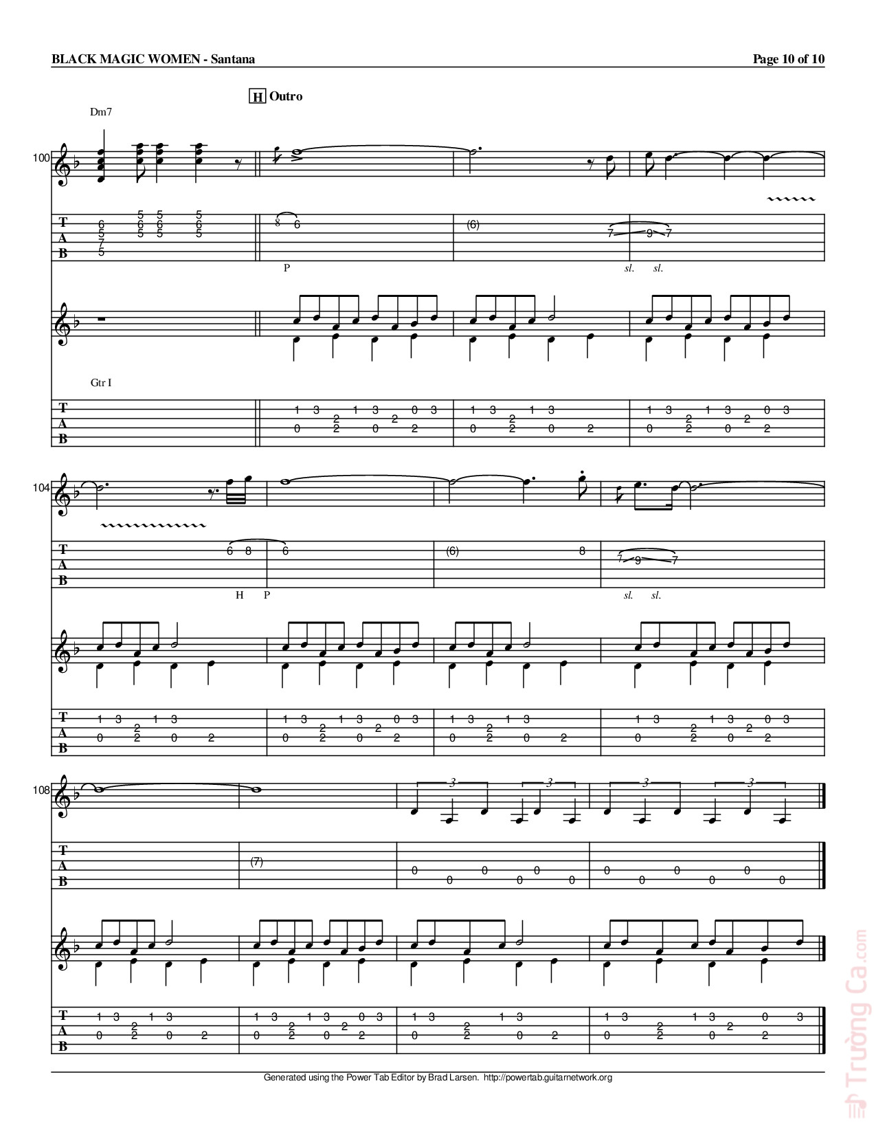 Page 10 of Sheet music PDF Cô gái ma quái (Black magic woman) Guitar TAB - Peter Green