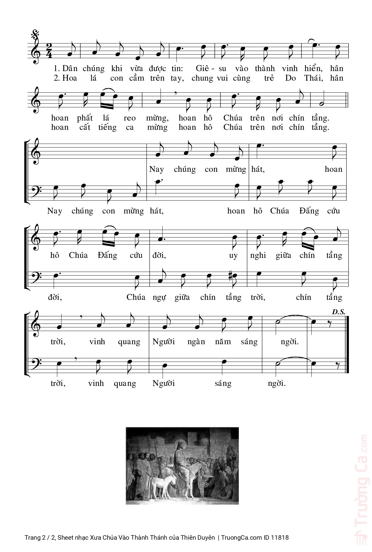 Page 2 of Sheet music PDF Xưa Chúa Vào Thành Thánh - Thiên Duyên