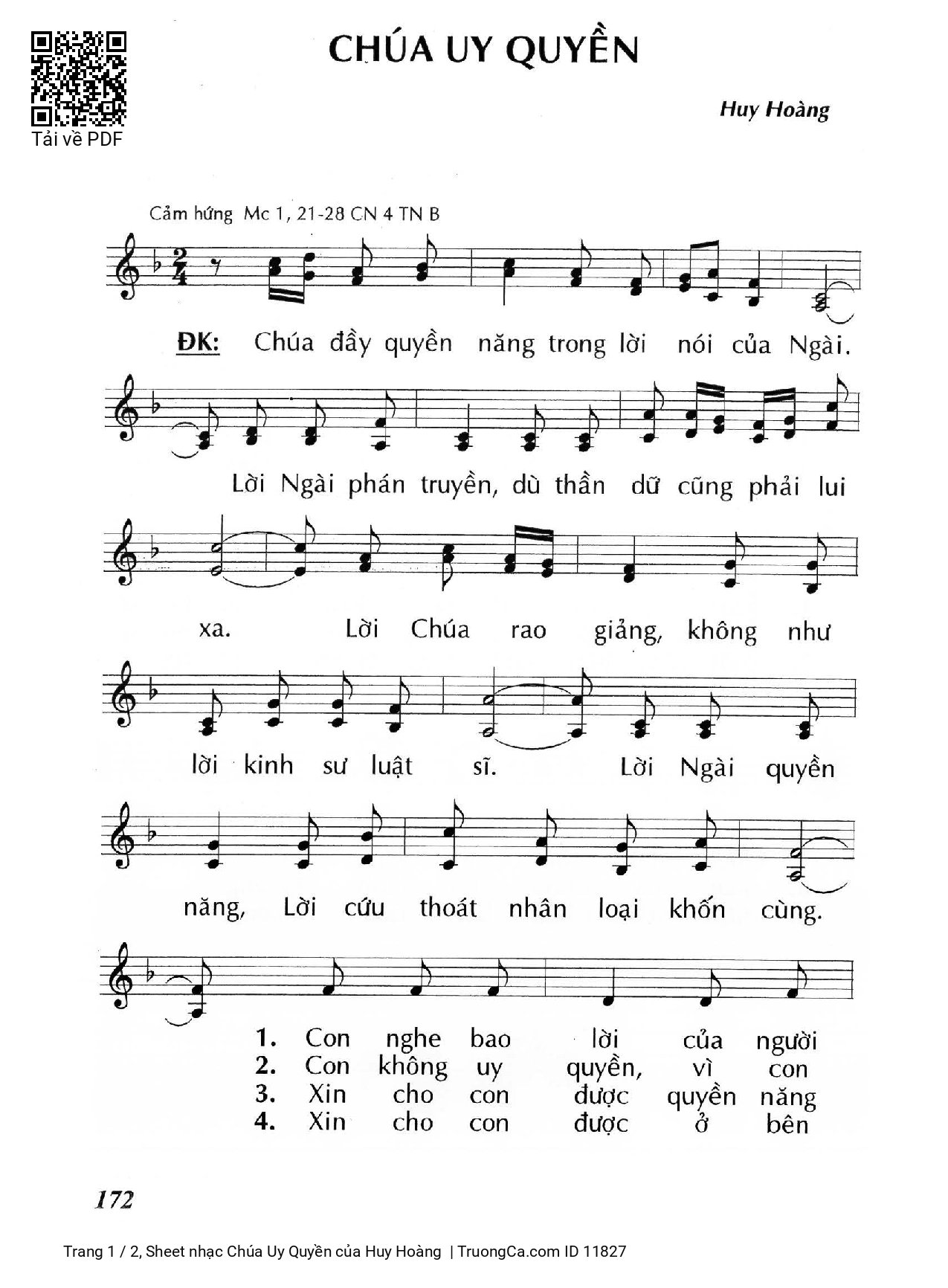 Sheet PDF of Chúa Uy Quyền