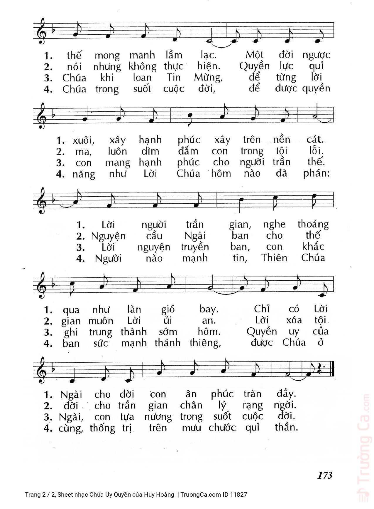 Page 2 of Sheet music PDF Chúa Uy Quyền - Huy Hoàng
