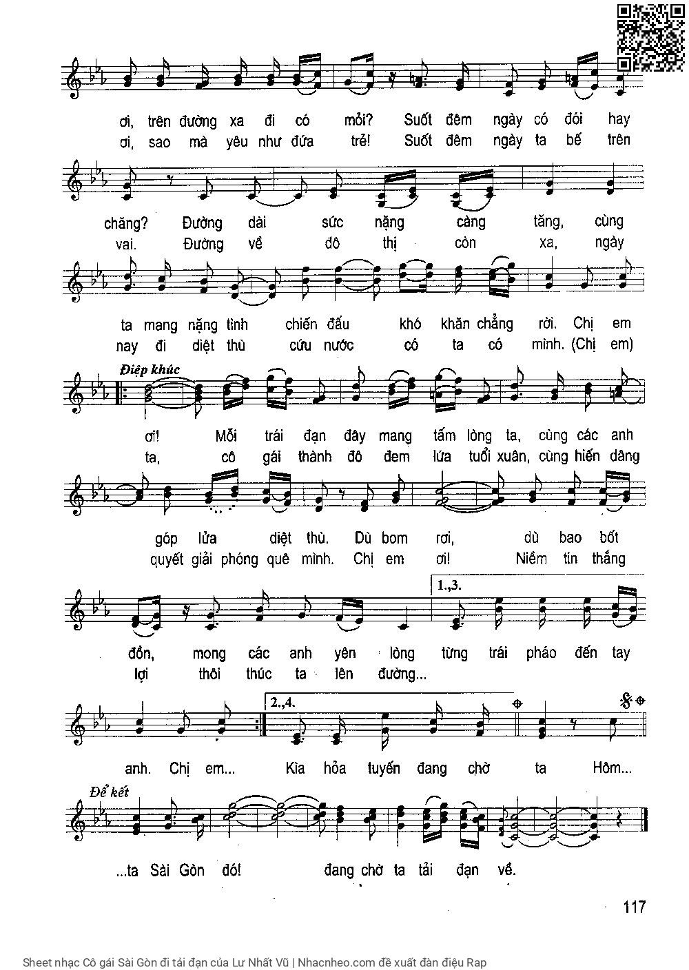 Page 2 of Sheet music PDF Cô gái Sài Gòn đi tải đạn - Lư Nhất Vũ