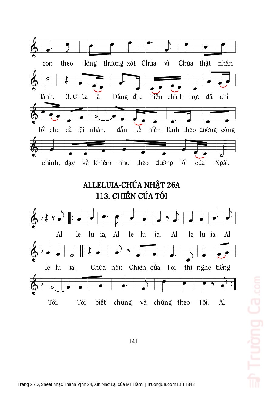 Page 2 of Sheet music PDF Thánh Vịnh 24, Xin Nhớ Lại - Mi Trầm