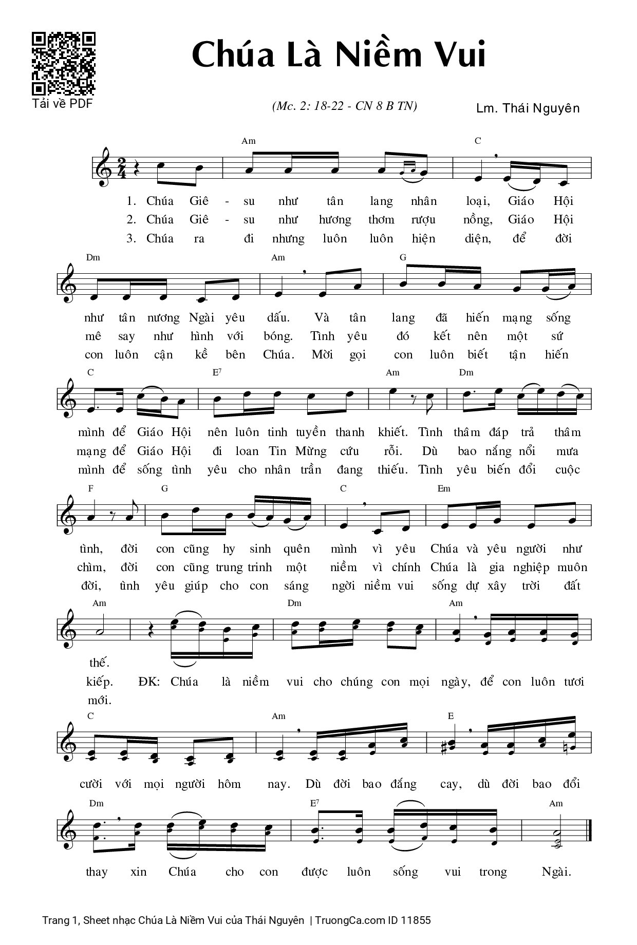 Sheet PDF of Chúa Là Niềm Vui