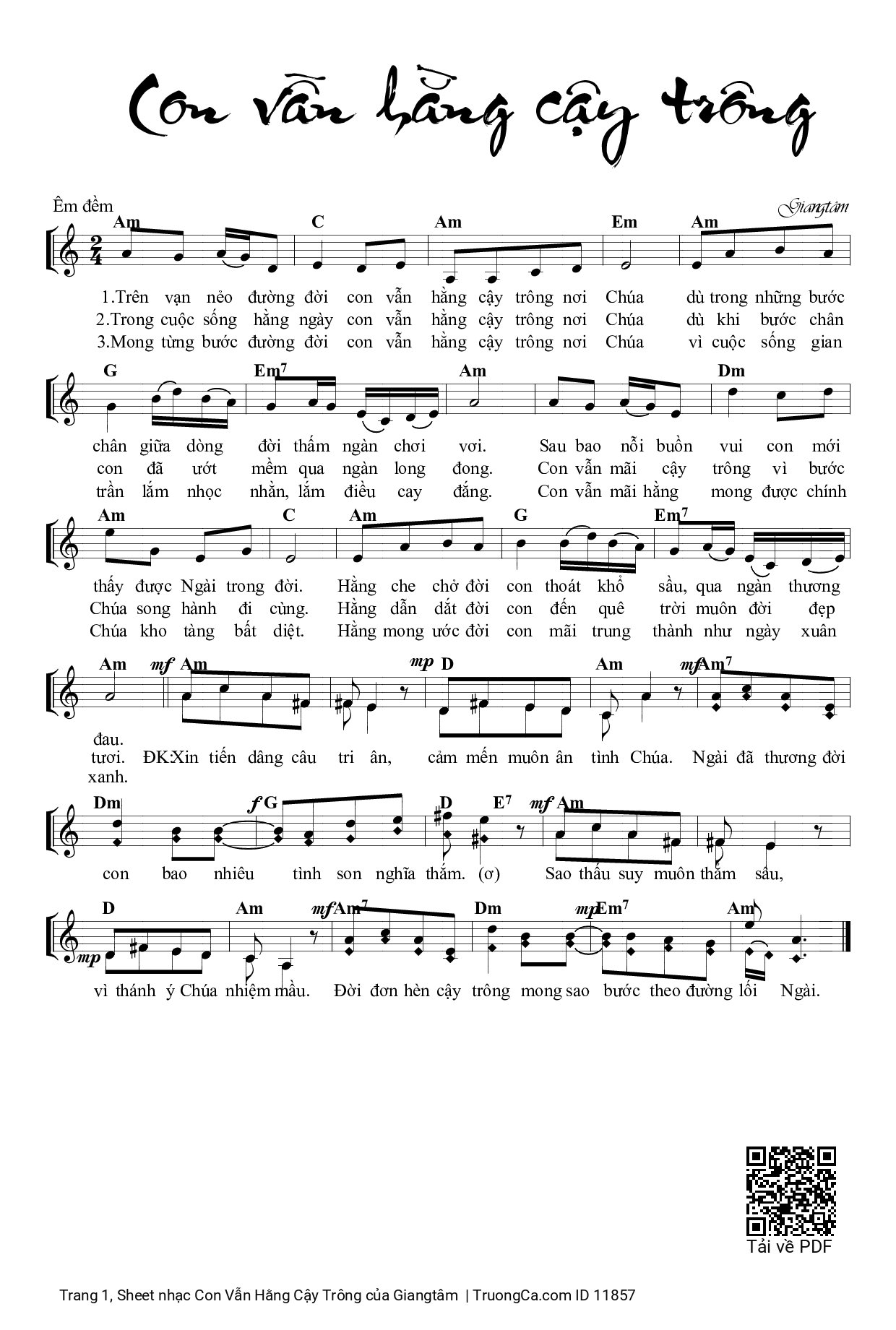 Sheet PDF of Con Vẫn Hằng Cậy Trông