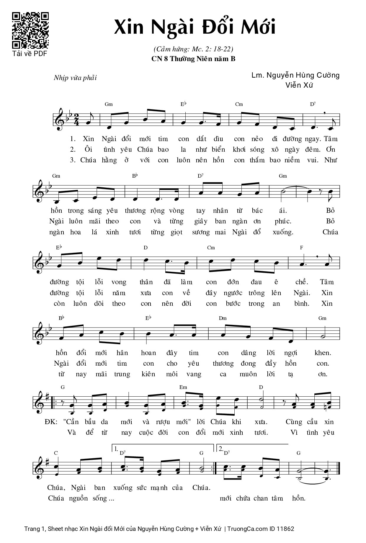 Sheet PDF of Xin Ngài đổi Mới