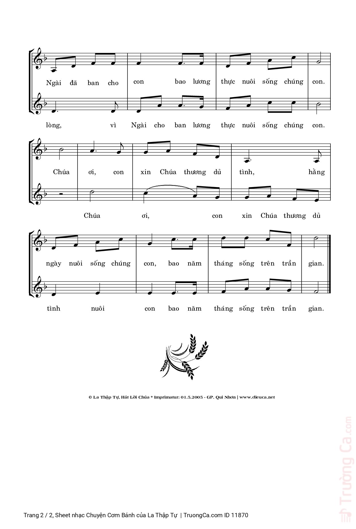 Page 2 of Sheet music PDF Chuyện Cơm Bánh - La Thập Tự