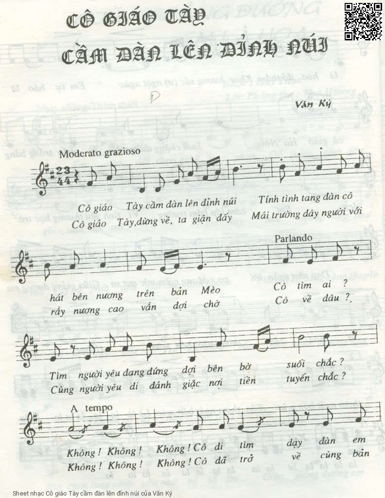 Sheet PDF of Cô giáo Tày cầm đàn lên đỉnh núi