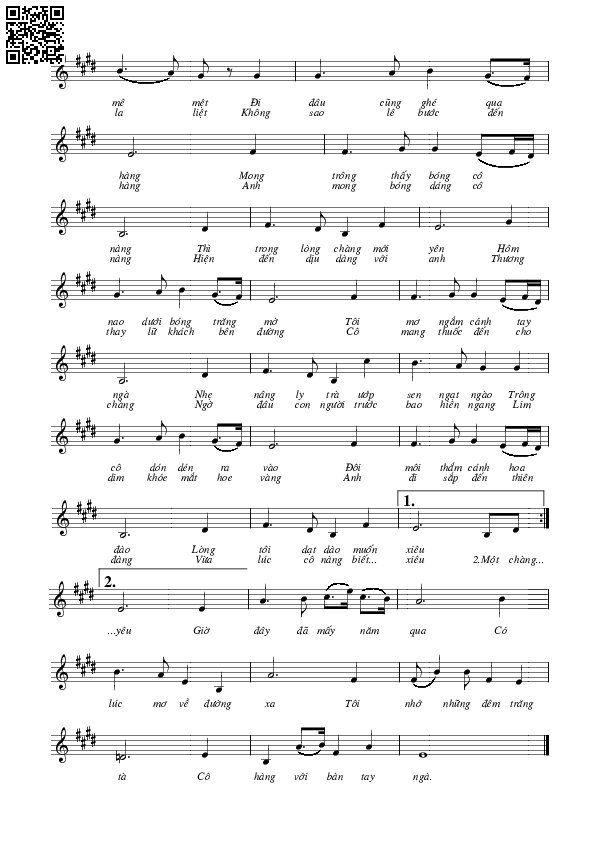Page 2 of Sheet music PDF Cô hàng cà phê - Canh Thân