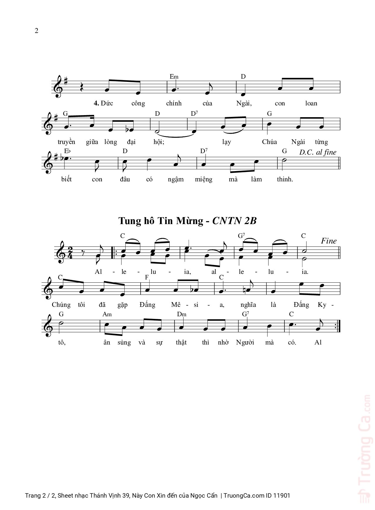 Page 2 of Sheet music PDF Thánh Vịnh 39, Này Con Xin đến - Ngọc Cẩn