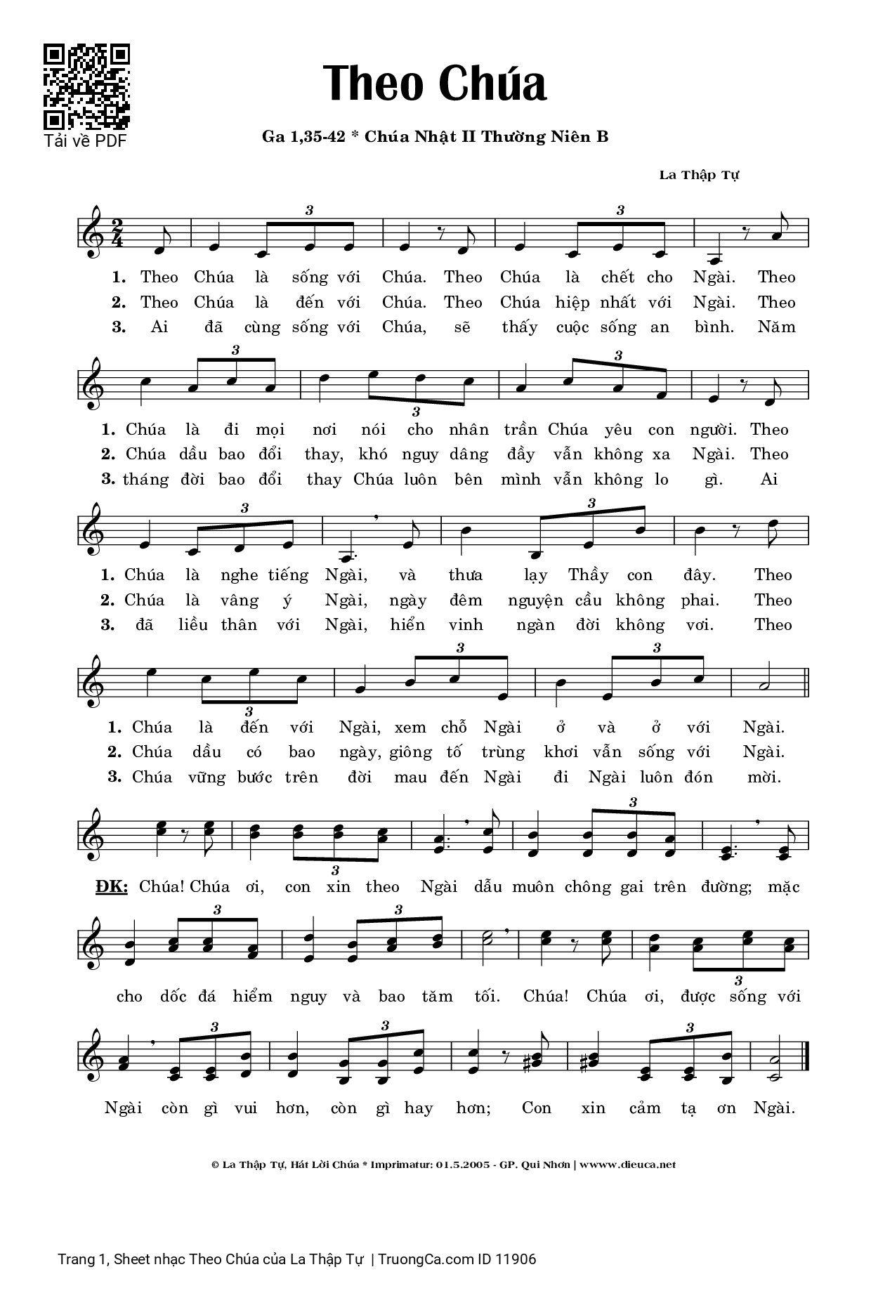 Page 1 of Sheet music PDF Theo Chúa - La Thập Tự
