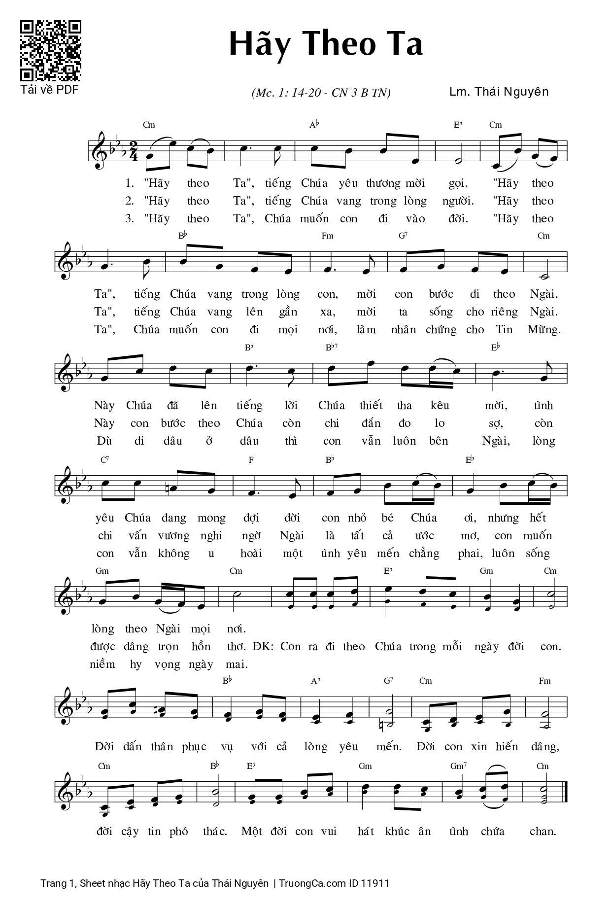 Sheet PDF of Hãy Theo Ta - Thái Nguyên