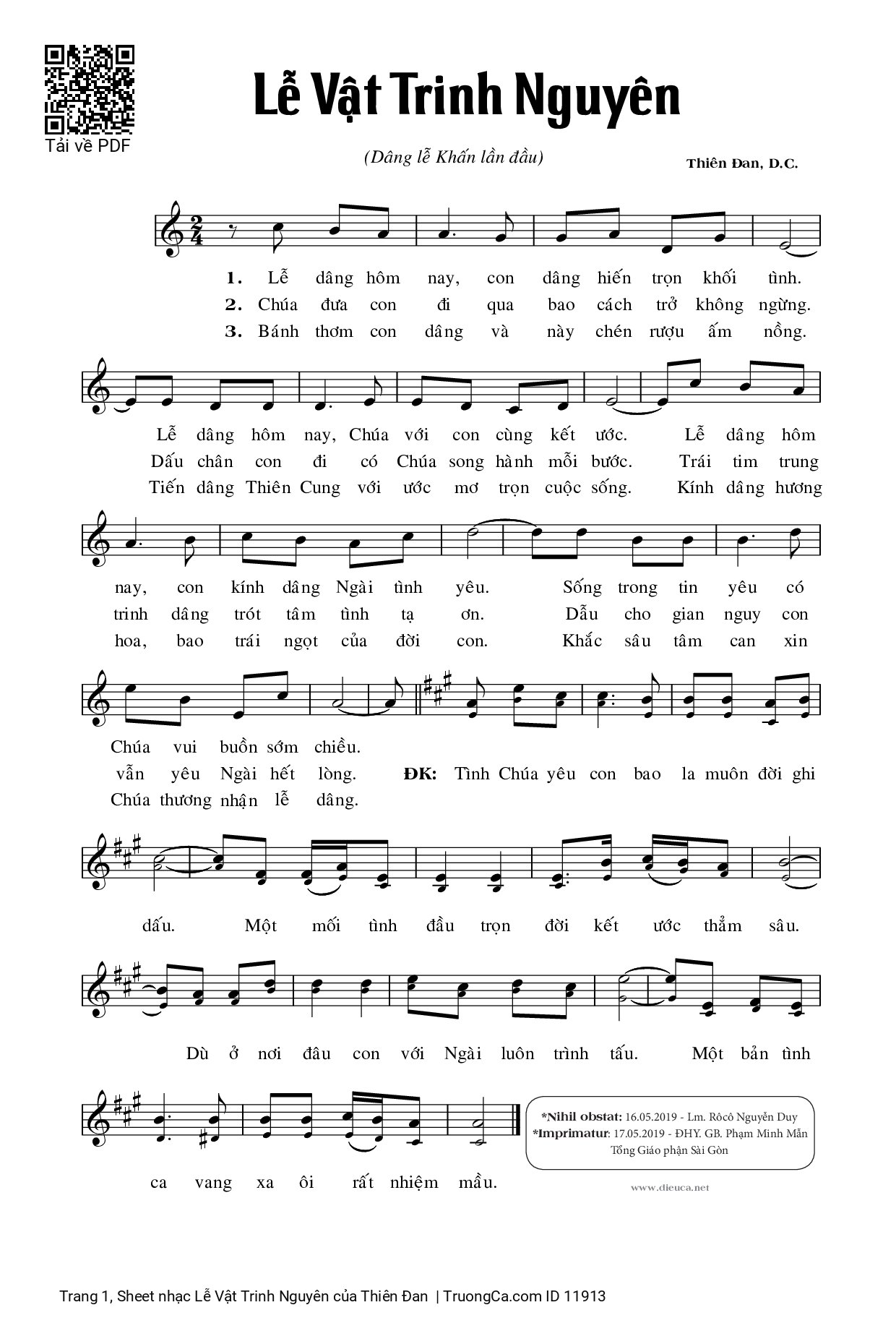 Page 1 of Sheet music PDF Lễ Vật Trinh Nguyên - Thiên Đan