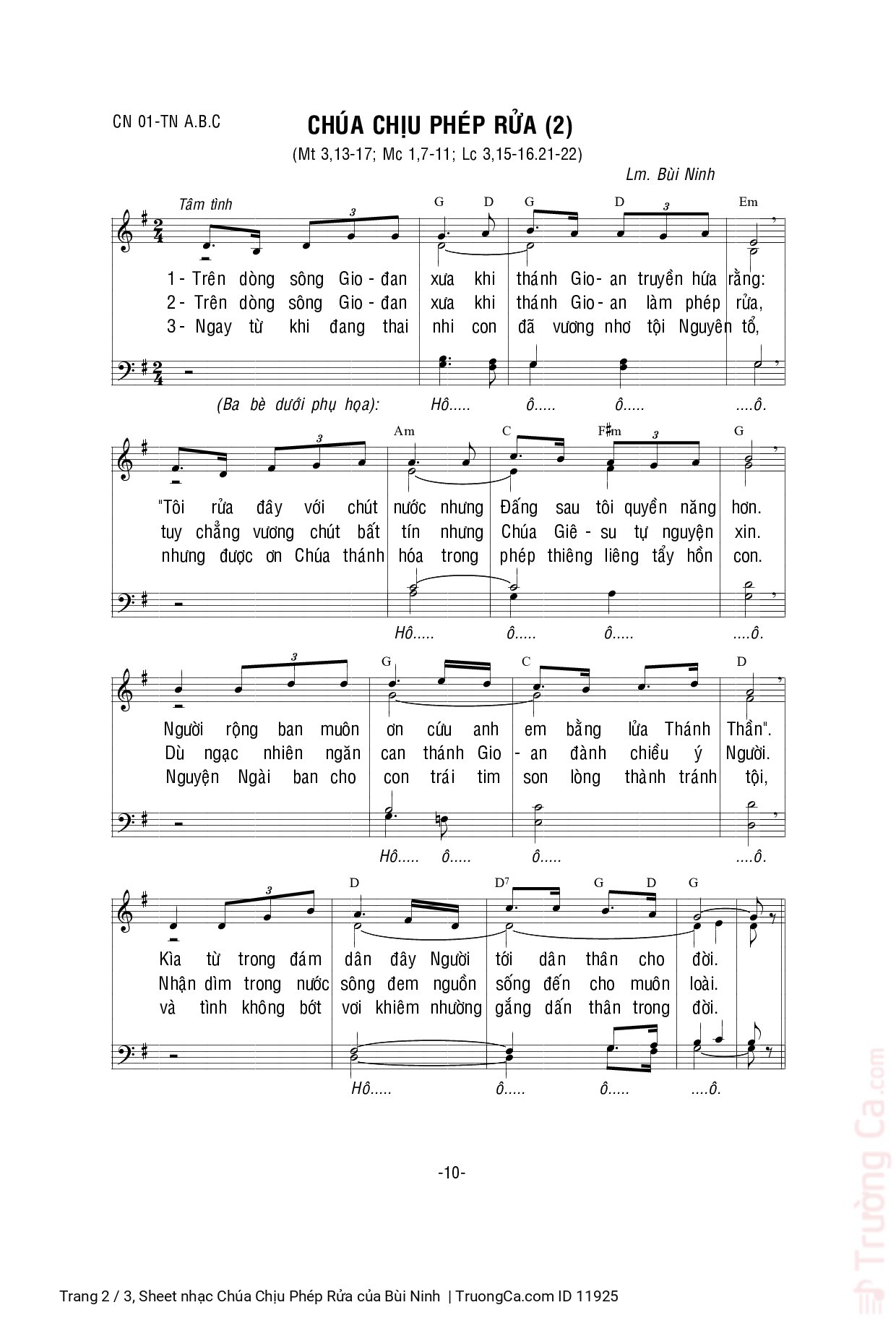Page 2 of Sheet music PDF Chúa Chịu Phép Rửa - Bùi Ninh