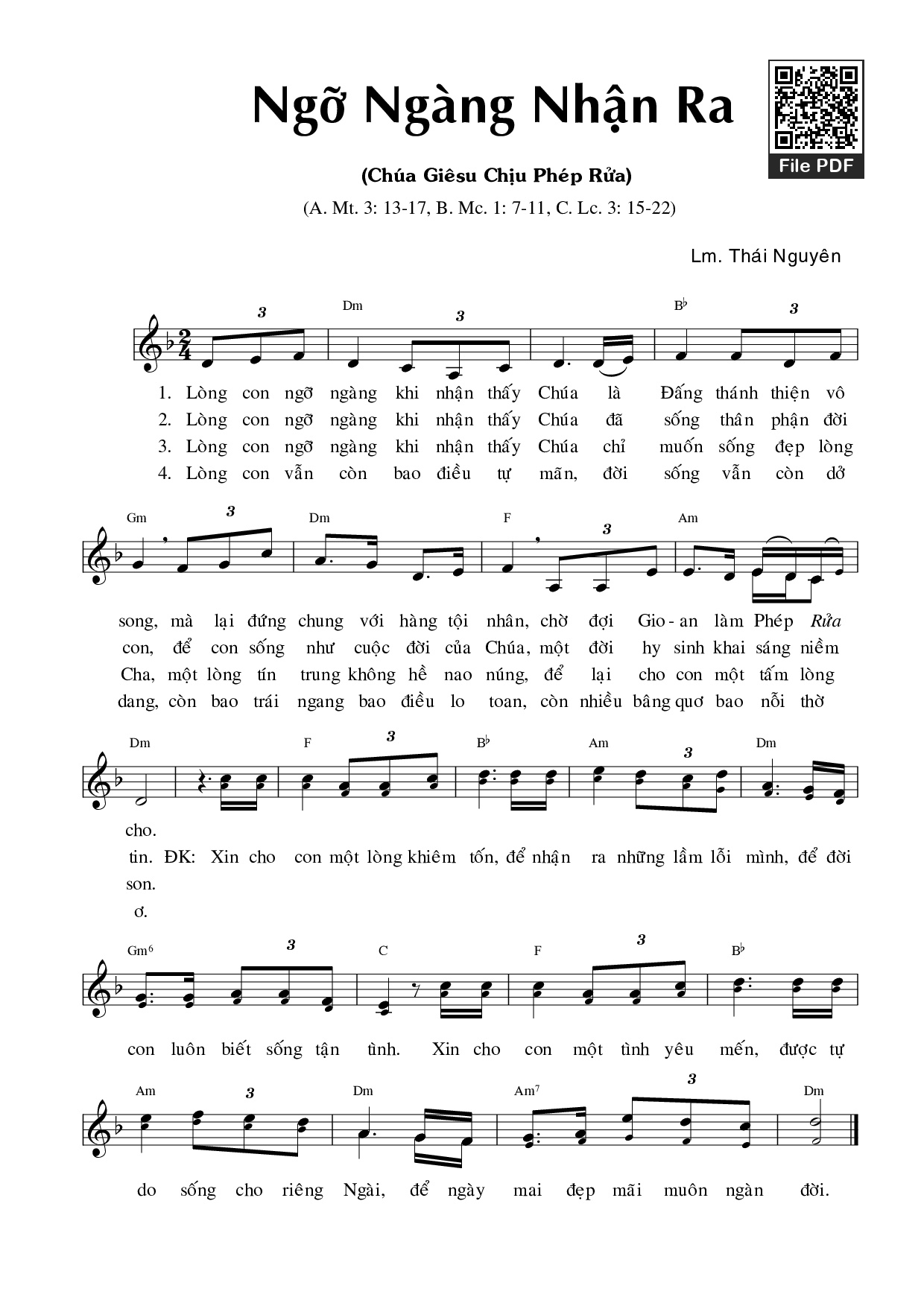 Sheet PDF of Ngỡ Ngàng Nhận Ra