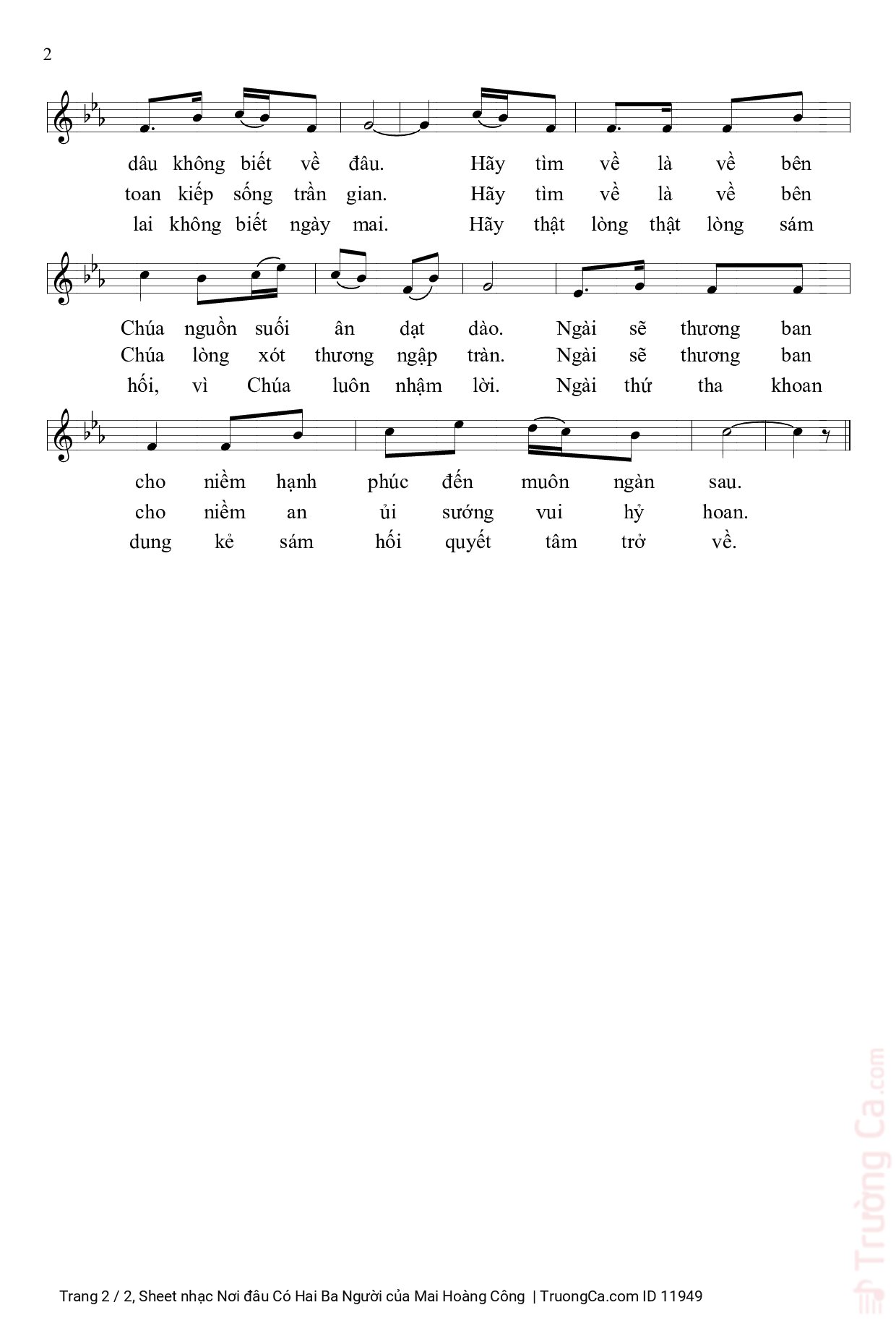 Page 2 of Sheet music PDF Nơi đâu Có Hai Ba Người - Mai Hoàng Công