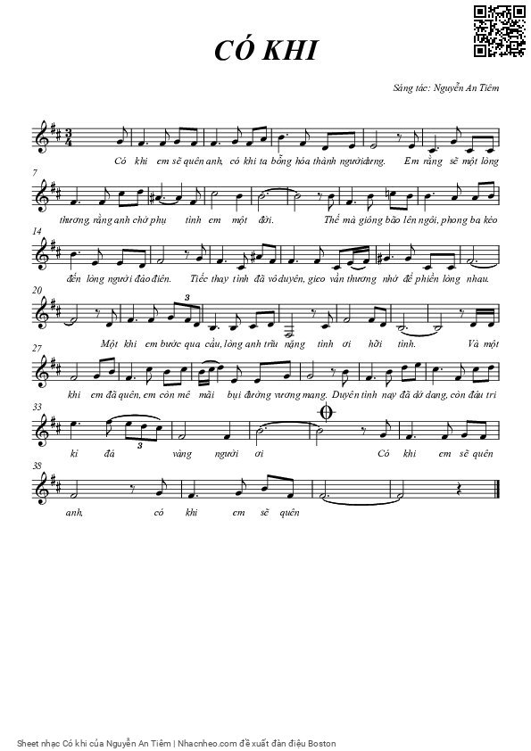 Page 1 of Sheet music PDF Có khi - Nguyễn An Tiêm
