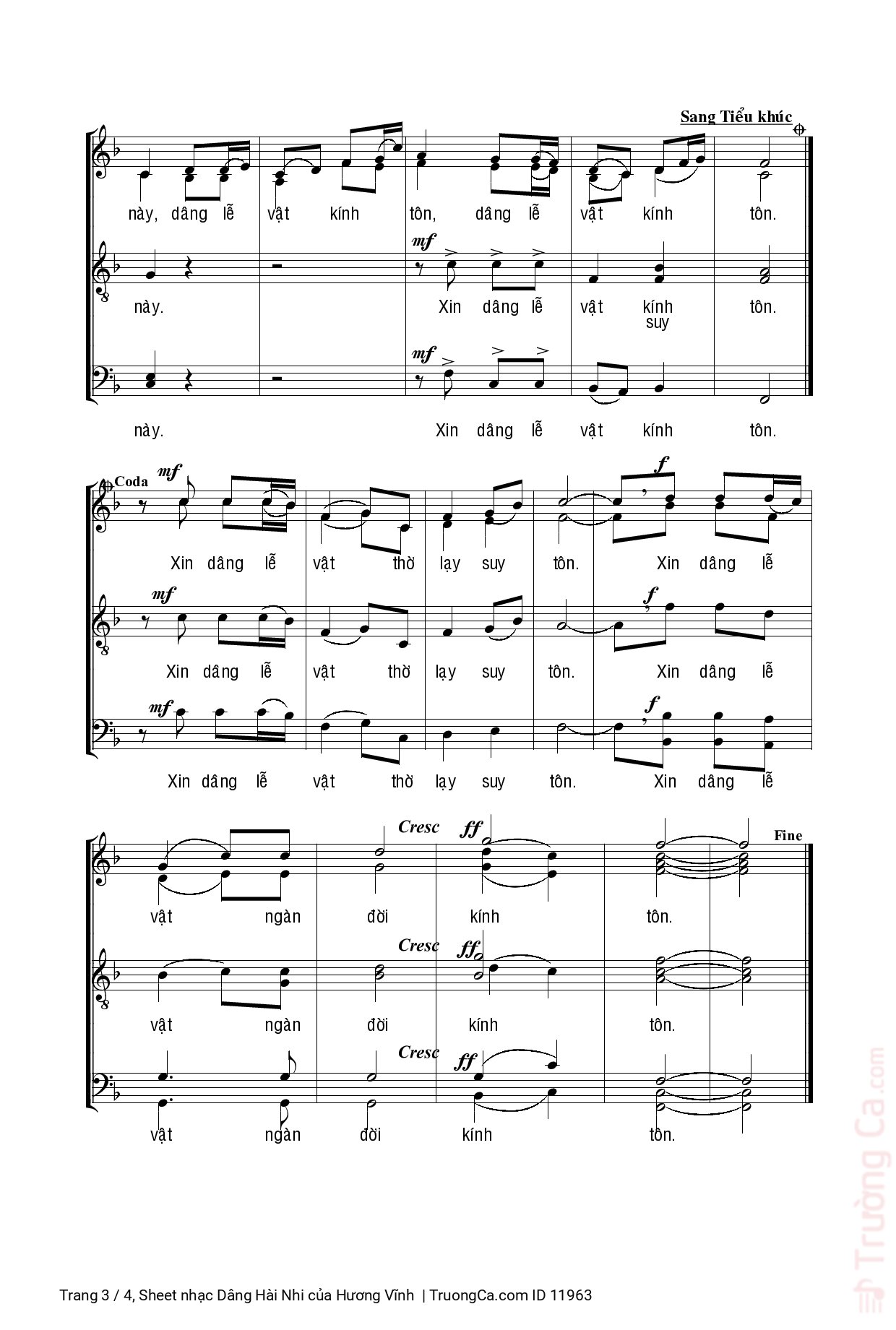 Page 3 of Sheet music PDF Dâng Hài Nhi - Hương Vĩnh