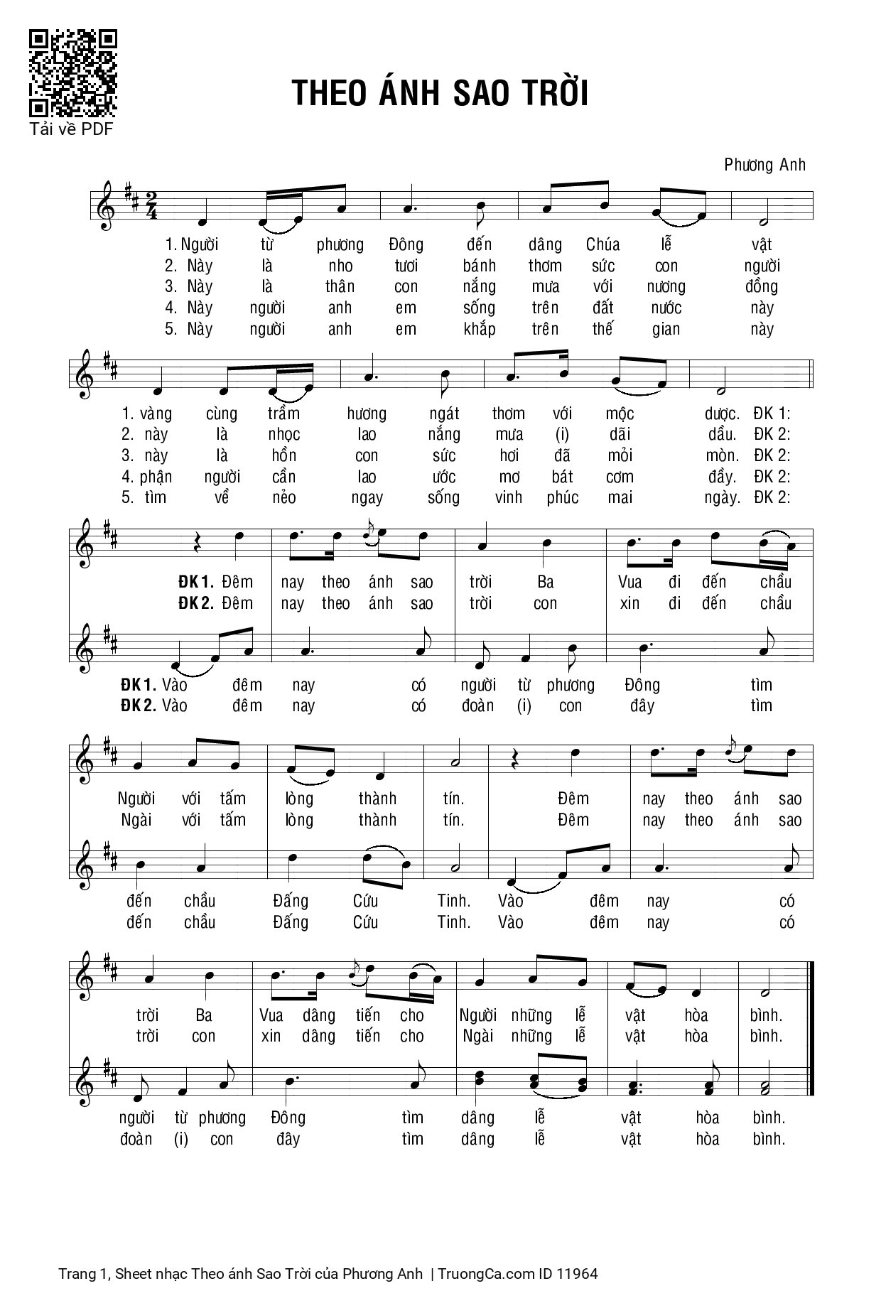 Sheet PDF of Theo ánh Sao Trời