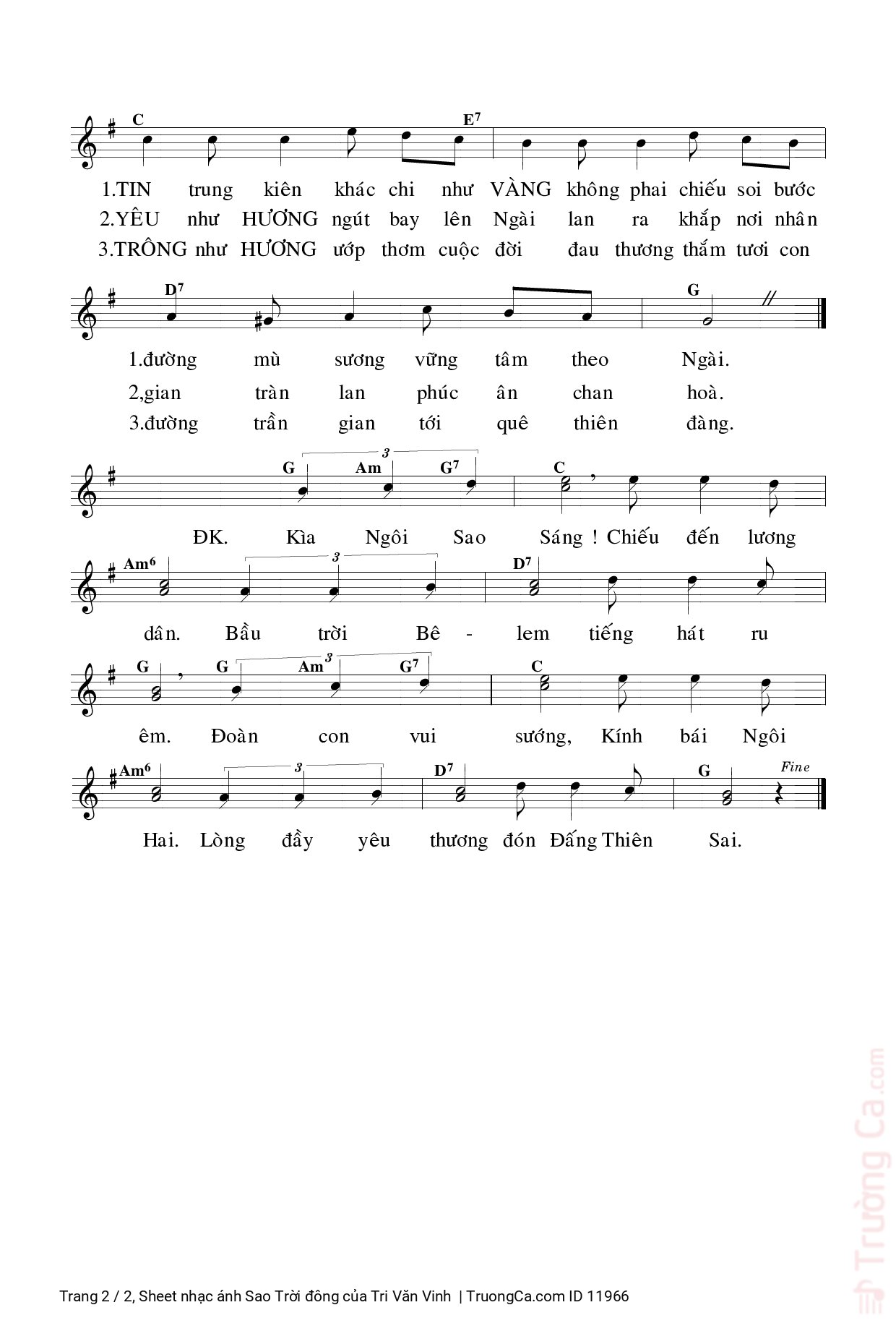 Page 2 of Sheet music PDF ánh Sao Trời đông - Tri Văn Vinh
