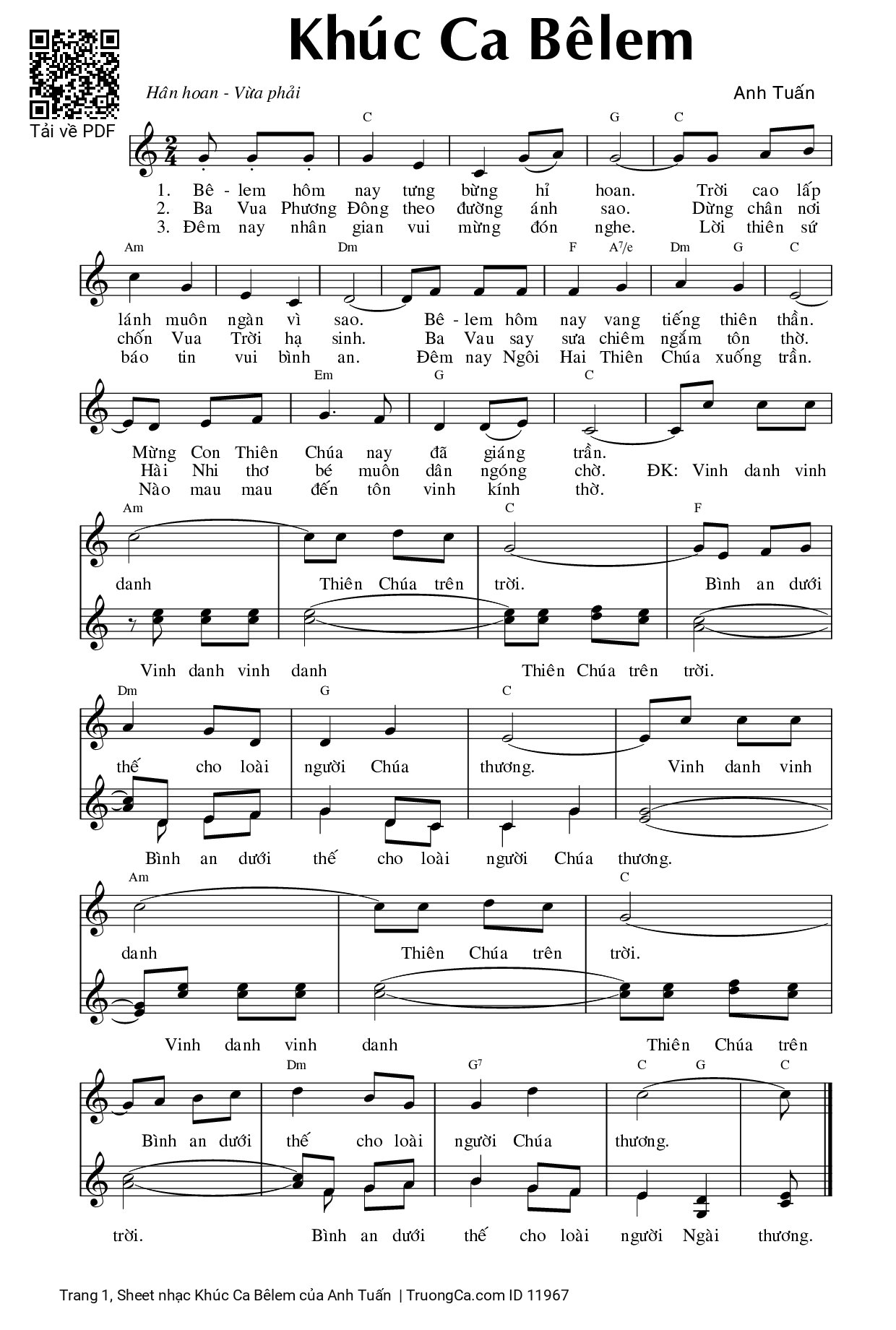 Sheet PDF of Khúc Ca Bêlem