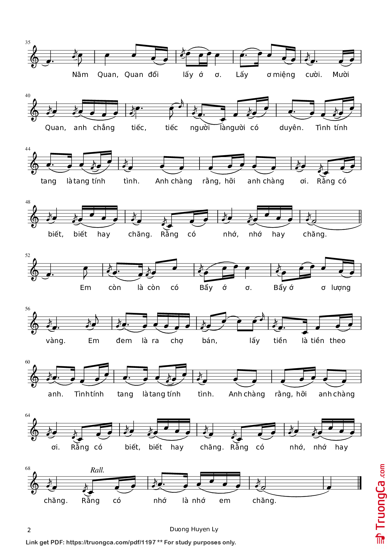 Page 2 of Sheet music PDF Cò lả - Dân ca Quan họ Bắc Ninh
