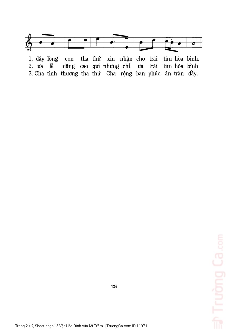 Page 2 of Sheet music PDF Lễ Vật Hòa Bình - Mi Trầm