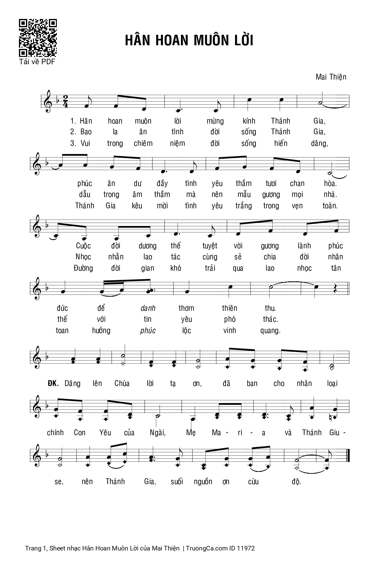 Sheet PDF of Hân Hoan Muôn Lời