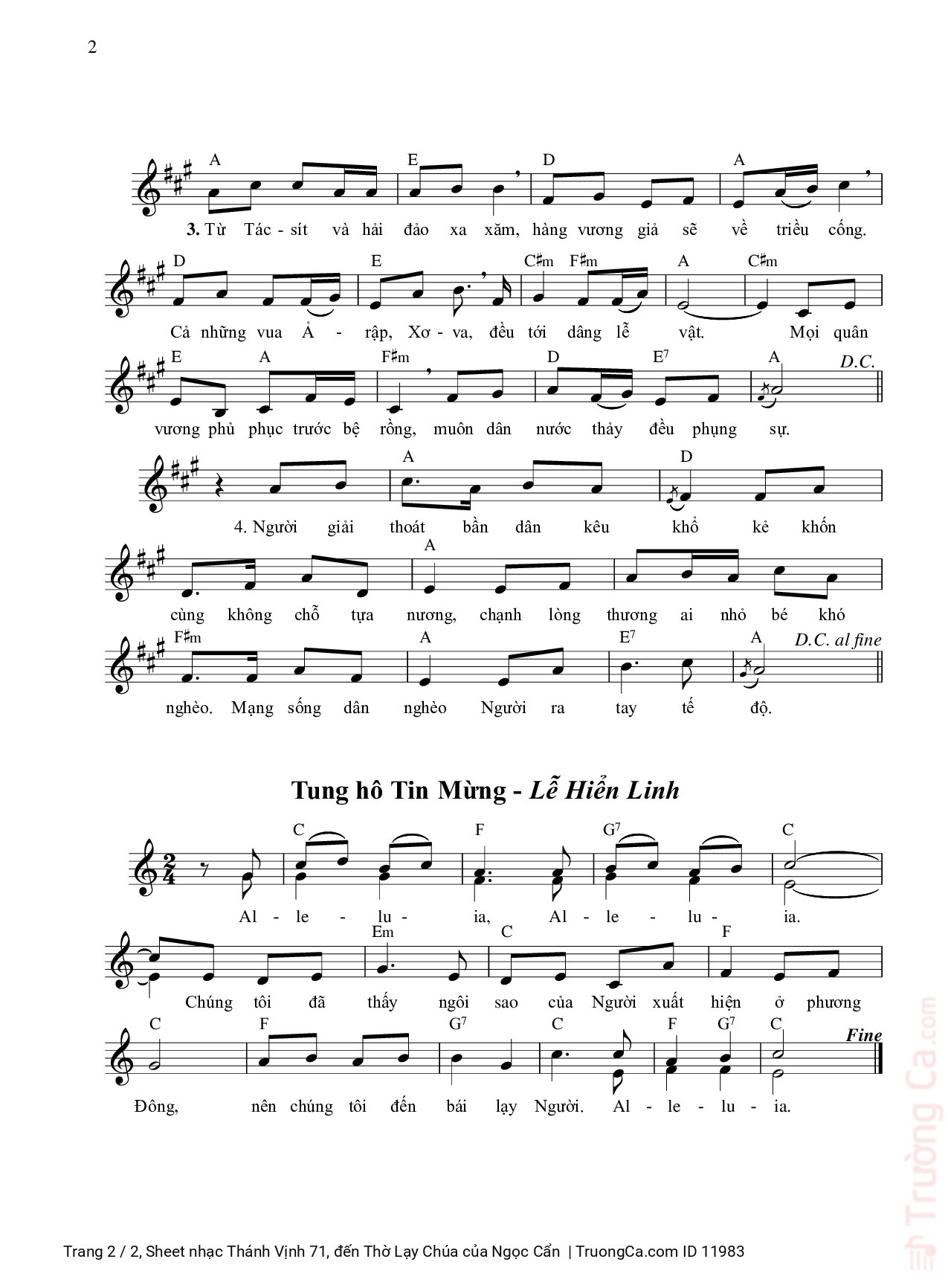 Page 2 of Sheet music PDF Thánh Vịnh 71, đến Thờ Lạy Chúa - Ngọc Cẩn