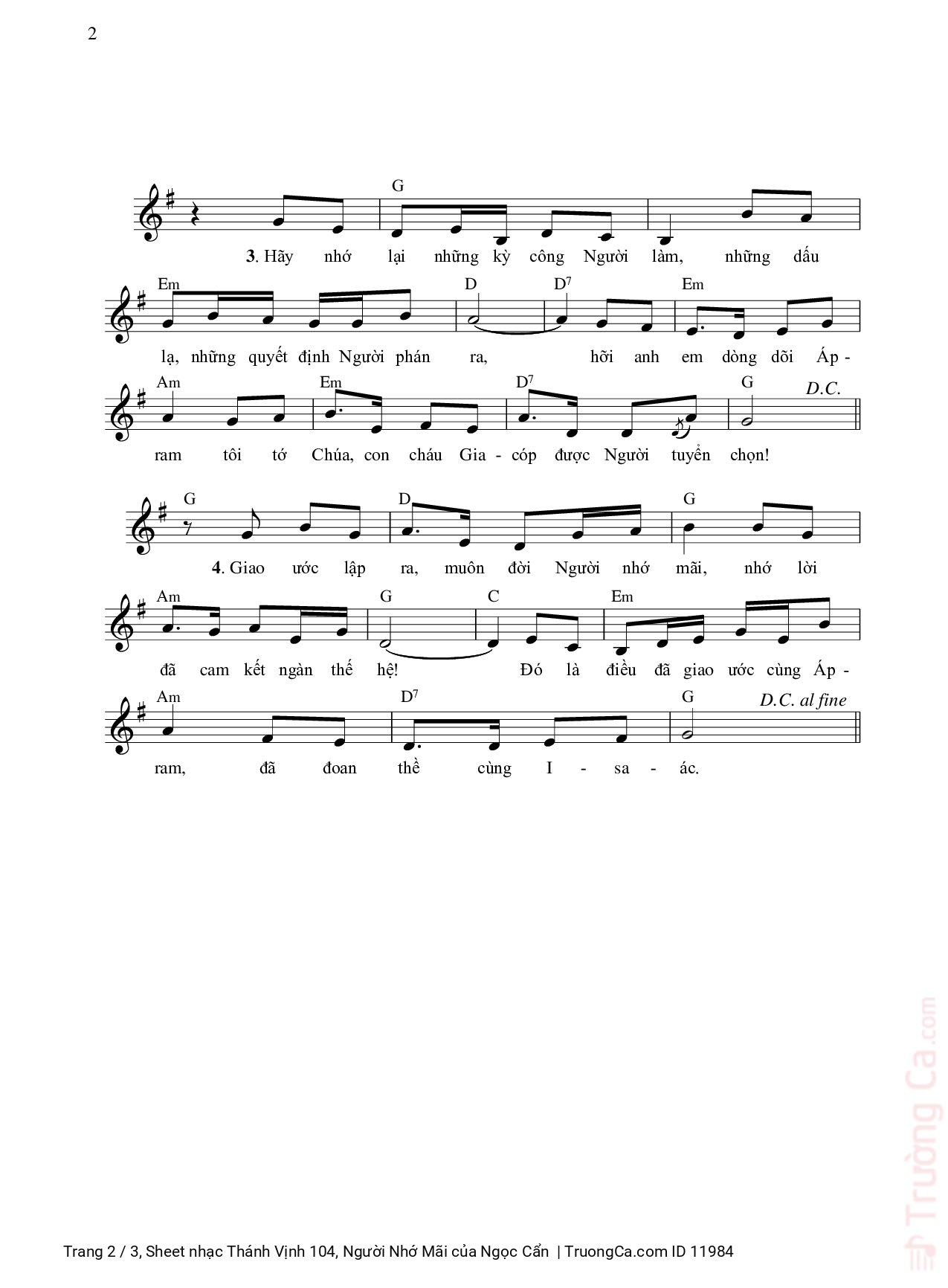 Page 2 of Sheet music PDF Thánh Vịnh 104, Người Nhớ Mãi - Ngọc Cẩn