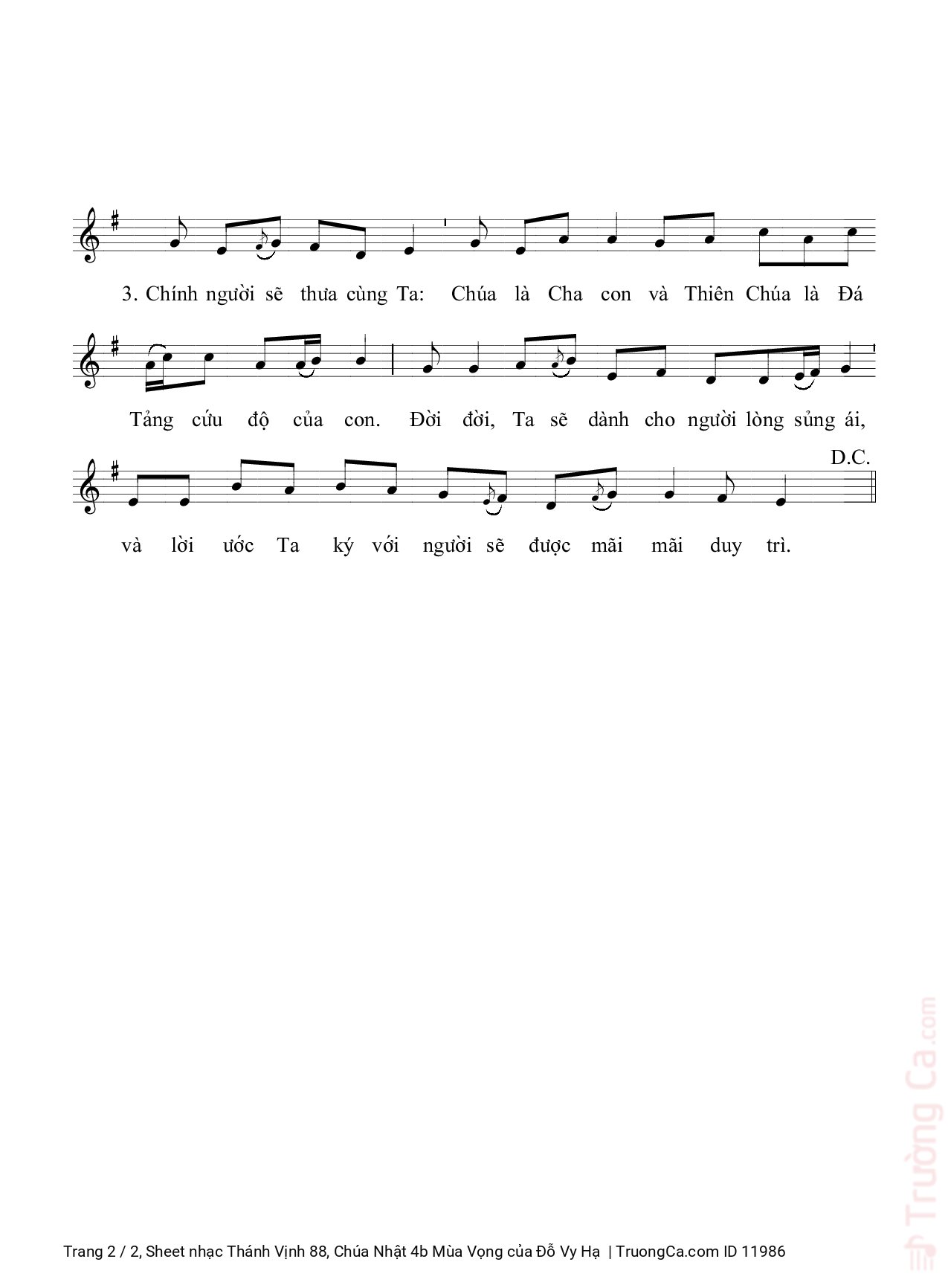 Page 2 of Sheet music PDF Thánh Vịnh 88, Chúa Nhật 4b Mùa Vọng - Đỗ Vy Hạ
