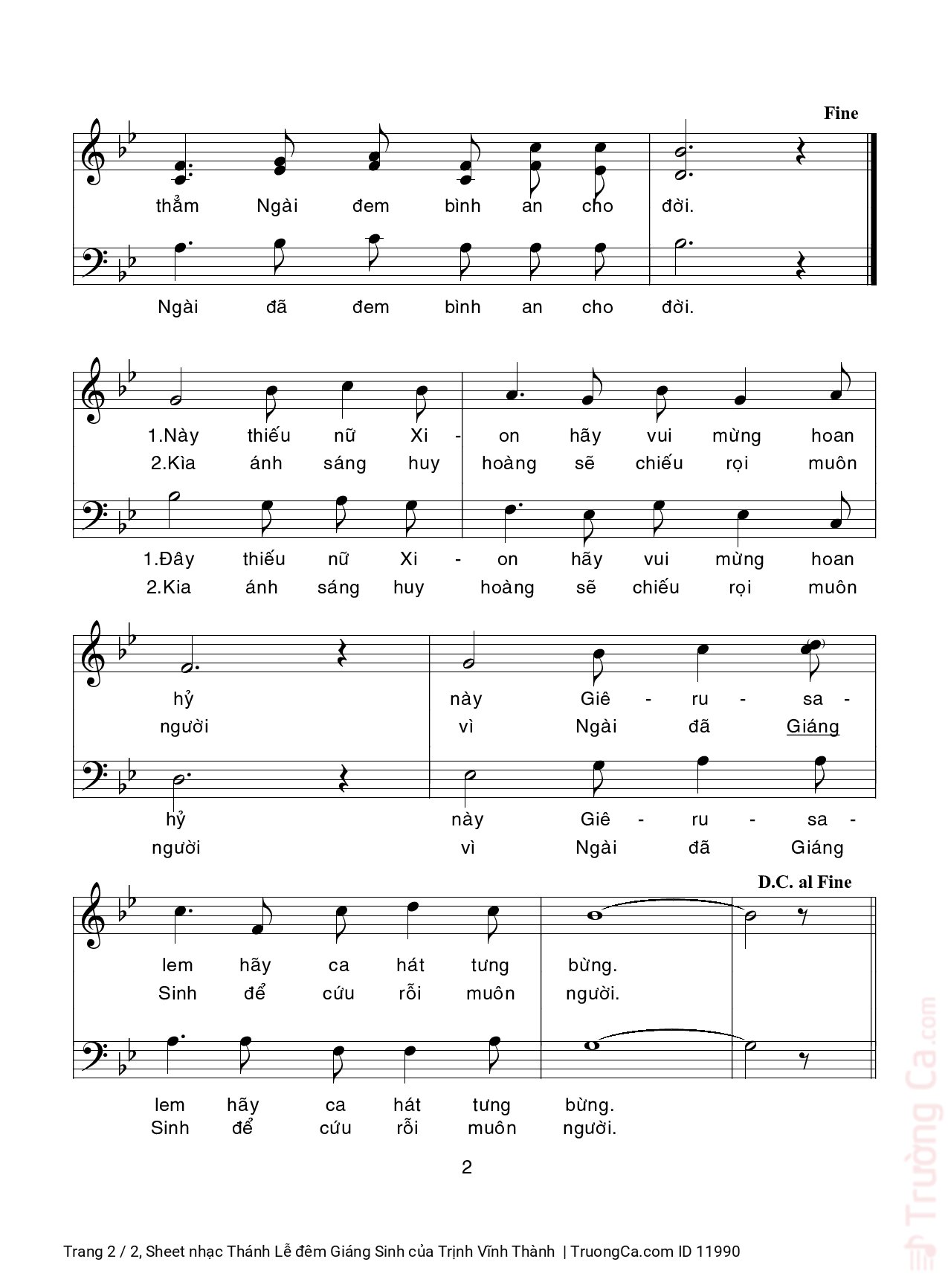 Page 2 of Sheet music PDF Thánh Lễ đêm Giáng Sinh - Trịnh Vĩnh Thành