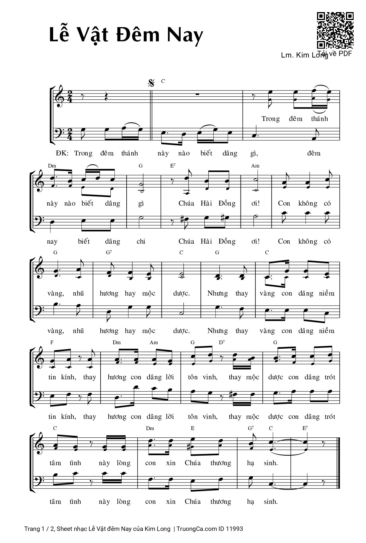 Sheet PDF of Lễ Vật đêm Nay