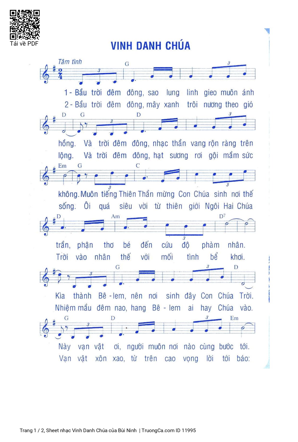 Sheet PDF of Vinh Danh Chúa