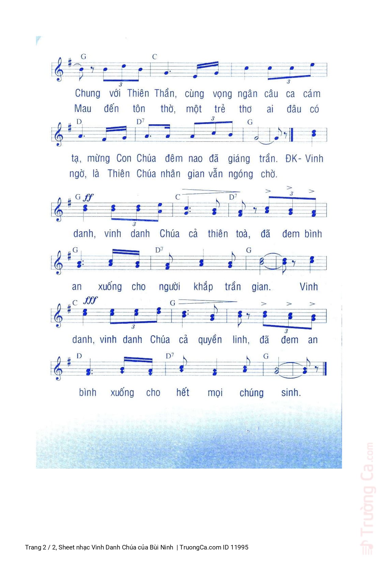 Page 2 of Sheet music PDF Vinh Danh Chúa - Bùi Ninh
